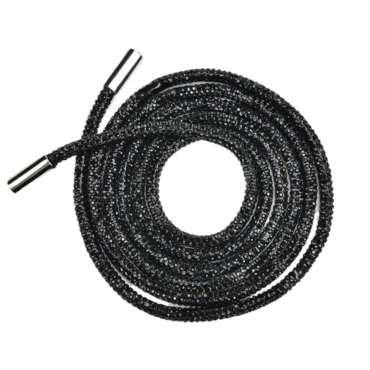 SJZHUYUE Multicolor Crystal Shiny Round Rhinestone Drawstring Cord Replacement for Hoodie(Black)