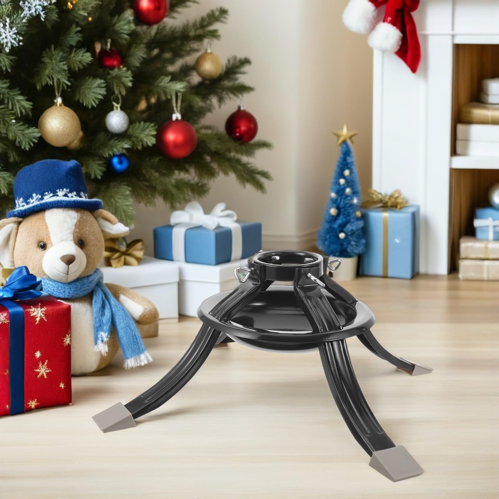 Homoyoyo Base del Árbol de Navidad de Metal Soporte Circular Ajustable Soporte para Árbol Real para Decorar