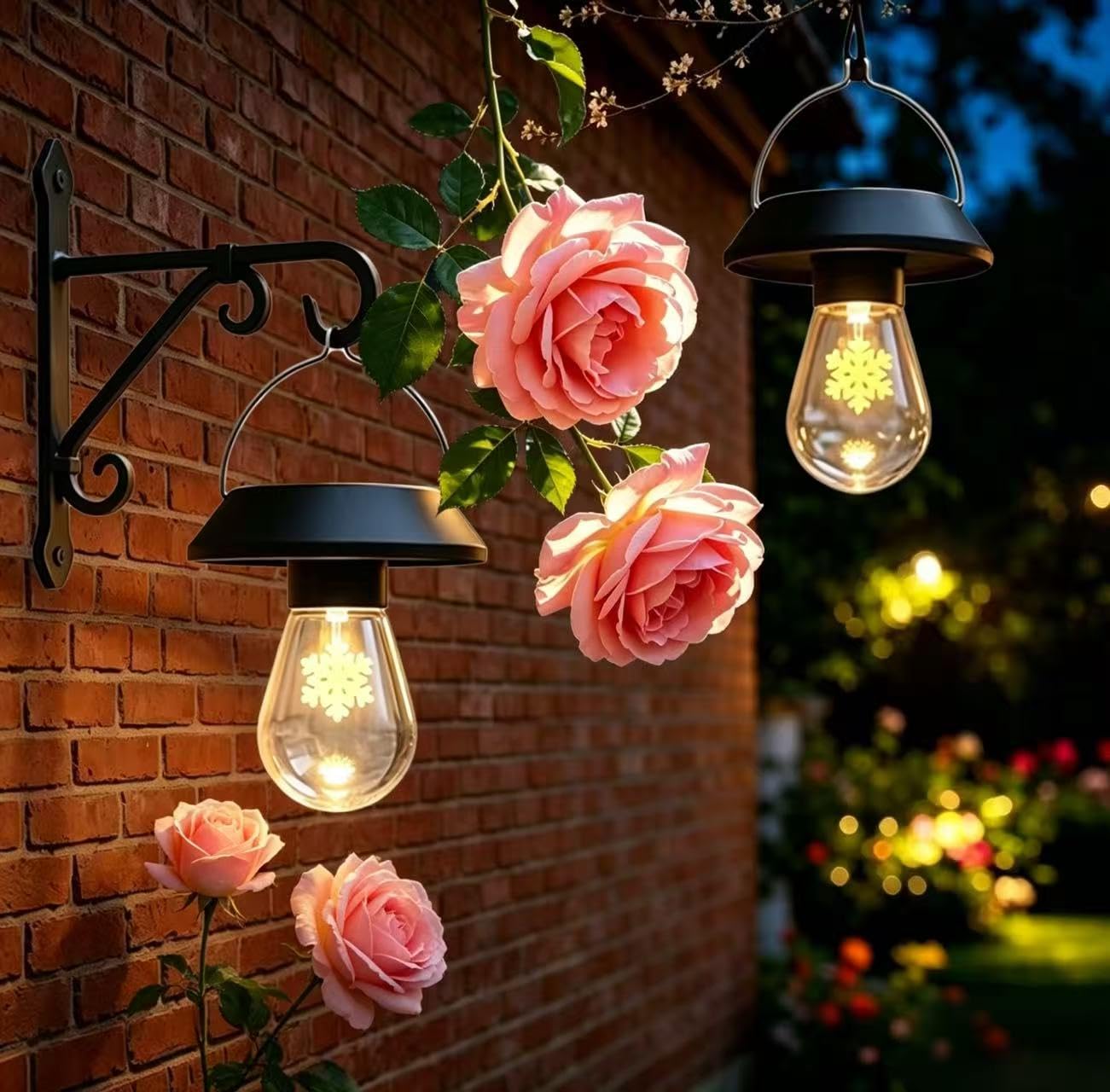 2 Pack Outdoor Solar Hanging Lantern Lights for Garden,Yard Porch Lawn Backyard Landscape Pathway Patio Outside Gardening.