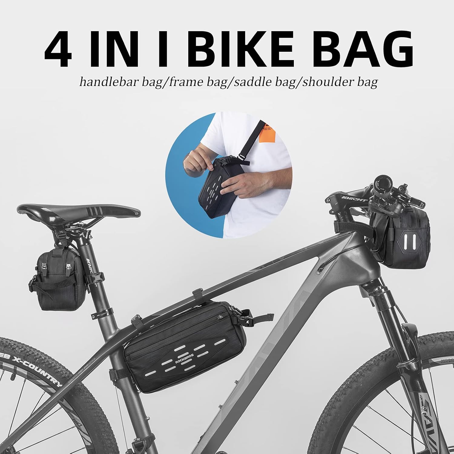 ROCKBROS Bike Handlebar Bag Water-resistant Bike Storage Basket Bag Bicycle Front Frame Bag Bike Saddle Bag for Road Mountain Bike: Automotive
