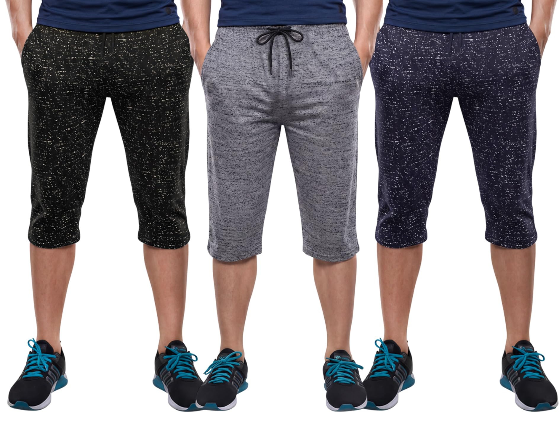 feel track Men Cotton Casual Three Fourth Shorts Multicolor Pack of 3-picture-32