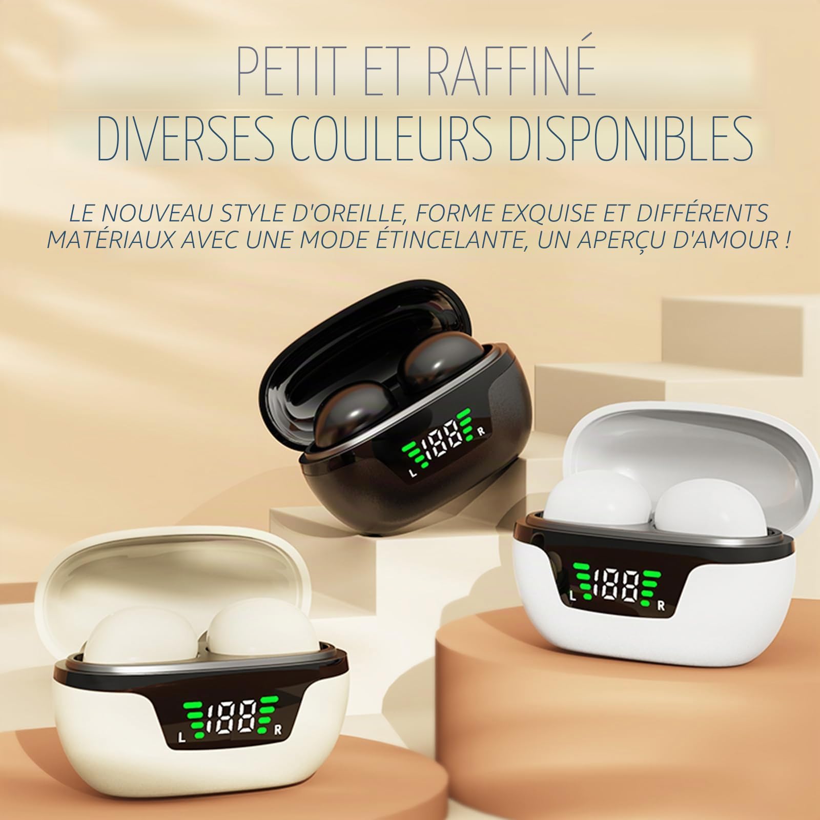 Xmenha Mini écouteurs intra-auriculaires invisibles Bluetooth sans fil Bluetooth sans fil pour dormir dans les oreilles, pour les petites oreilles, les dormeurs latéraux