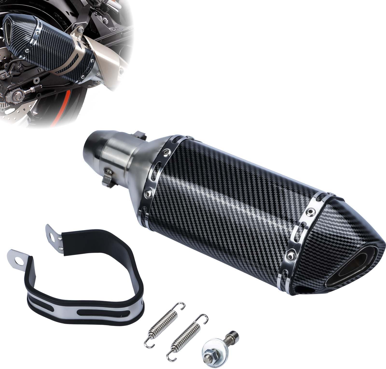 aleawol 38-51mm/1.5-2in Motorcycle Slip On Exhaust Muffler, Stainless Steel Universal Motorcycle Exhaust Mufflers Exhaust Muffler Carbon Fiber Pipe for Motorcycles Modification