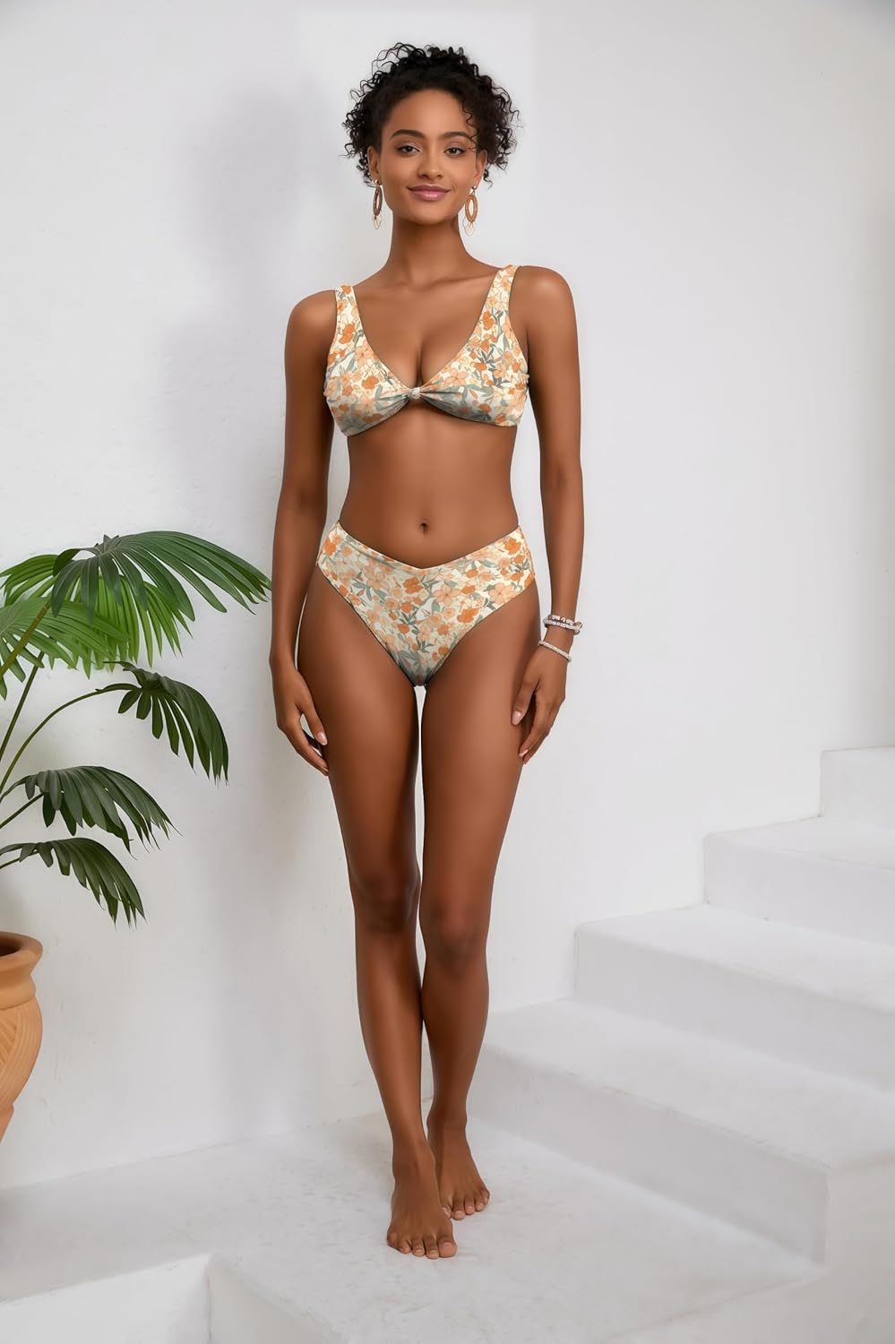 geluboao Bikini Sets for Women Cheeky High Waisted Kont Front Adjustable Two Piece Swimsuit