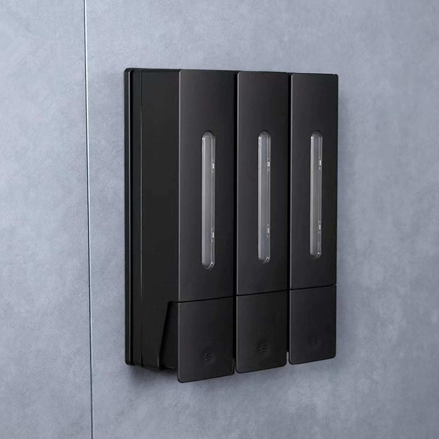Fabater Shampoo and Conditioner Dispenser, 3 Chamber No Drill Shower, 3 * 400ml Wall Mounted Shampoo Conditioner Body Wash Dispenser for Bathroom Hotel (Black Triple Head)