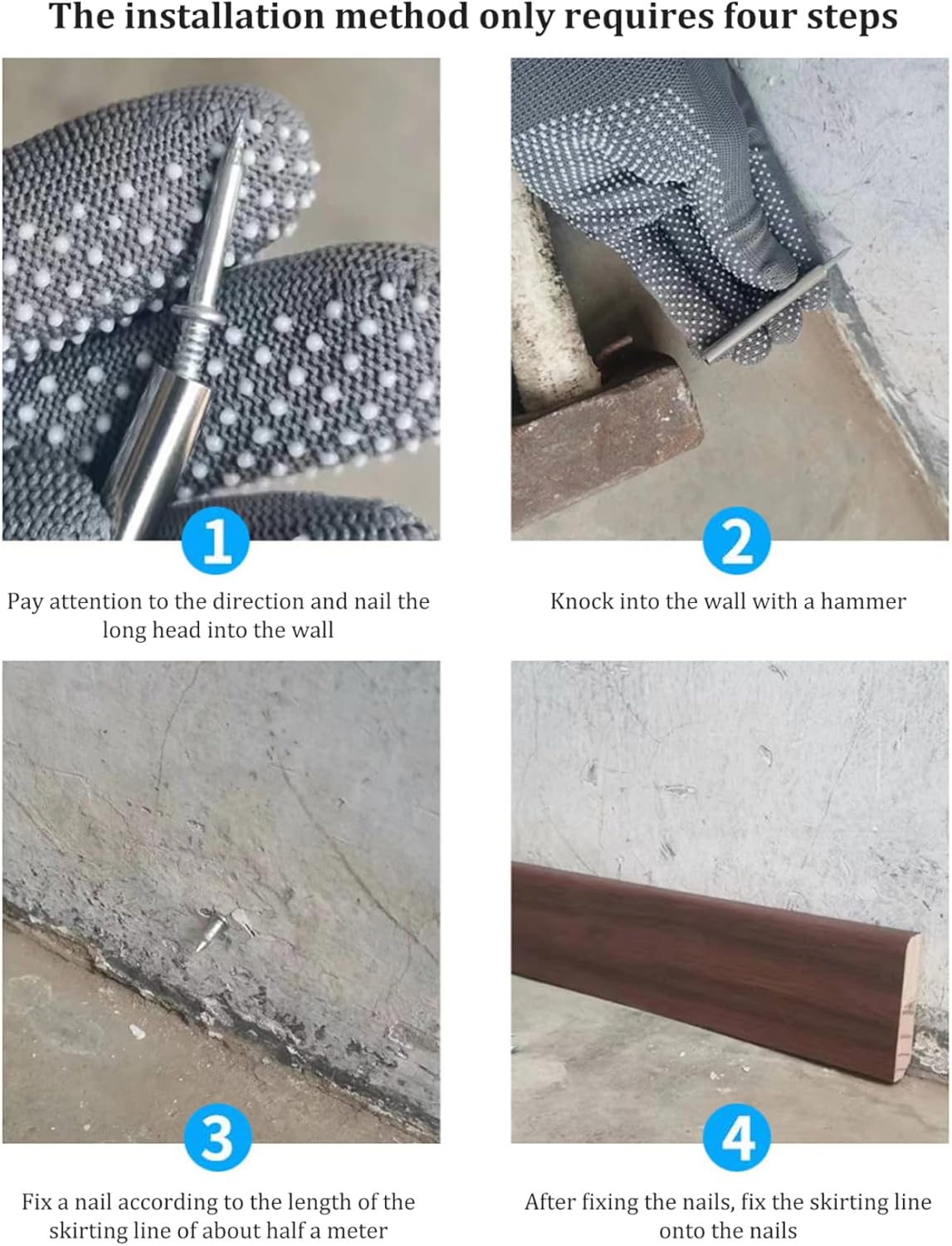 Masonry Nails Double-Headed Nails 200PCS Hidden Traceless Sheep Horn Skirting Thread Seamless Nail Rustproof Masonry Nails Panel Pins Wall Nails for Skirting Lines Wood Veneer