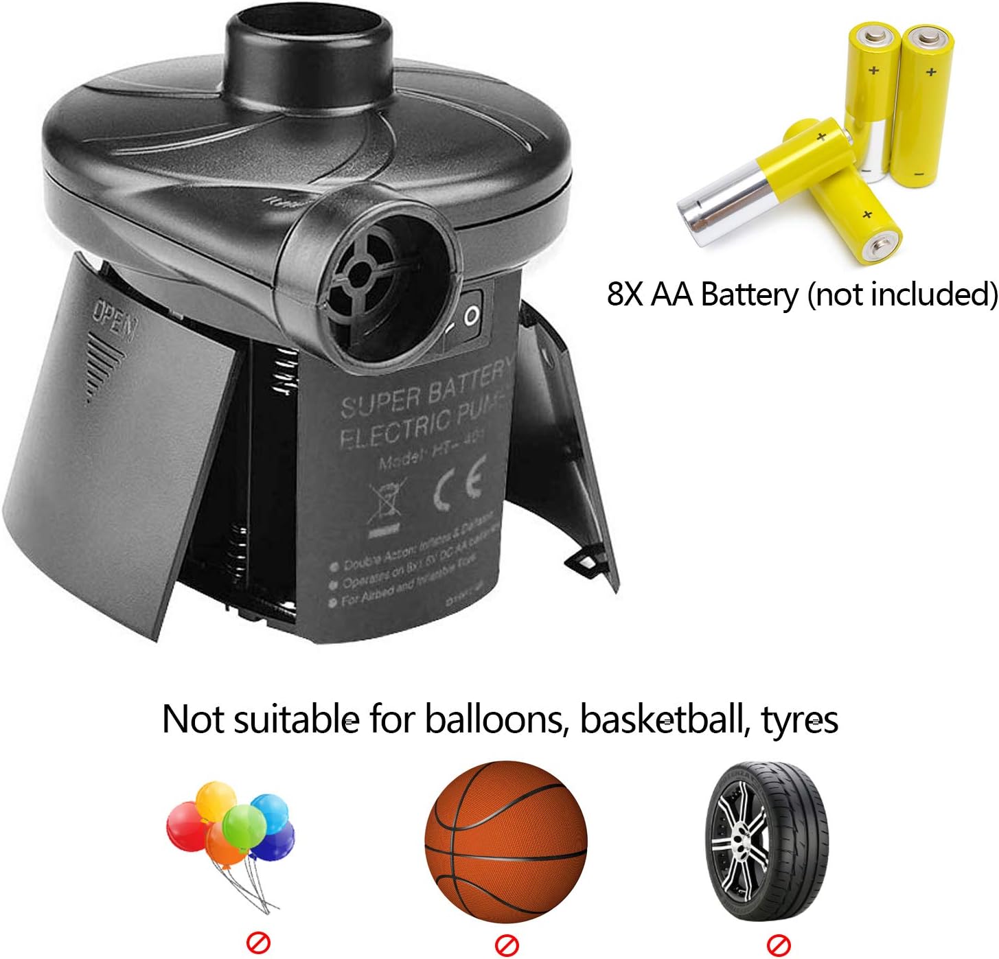 WangYu Battery Powered Inflator Deflator, Electric Quick-Fill Air Mattress Pump Small Blower for Blow Up Pool Toy Inflatables Raft Bed Boat (DC 12V) : Home & Kitchen