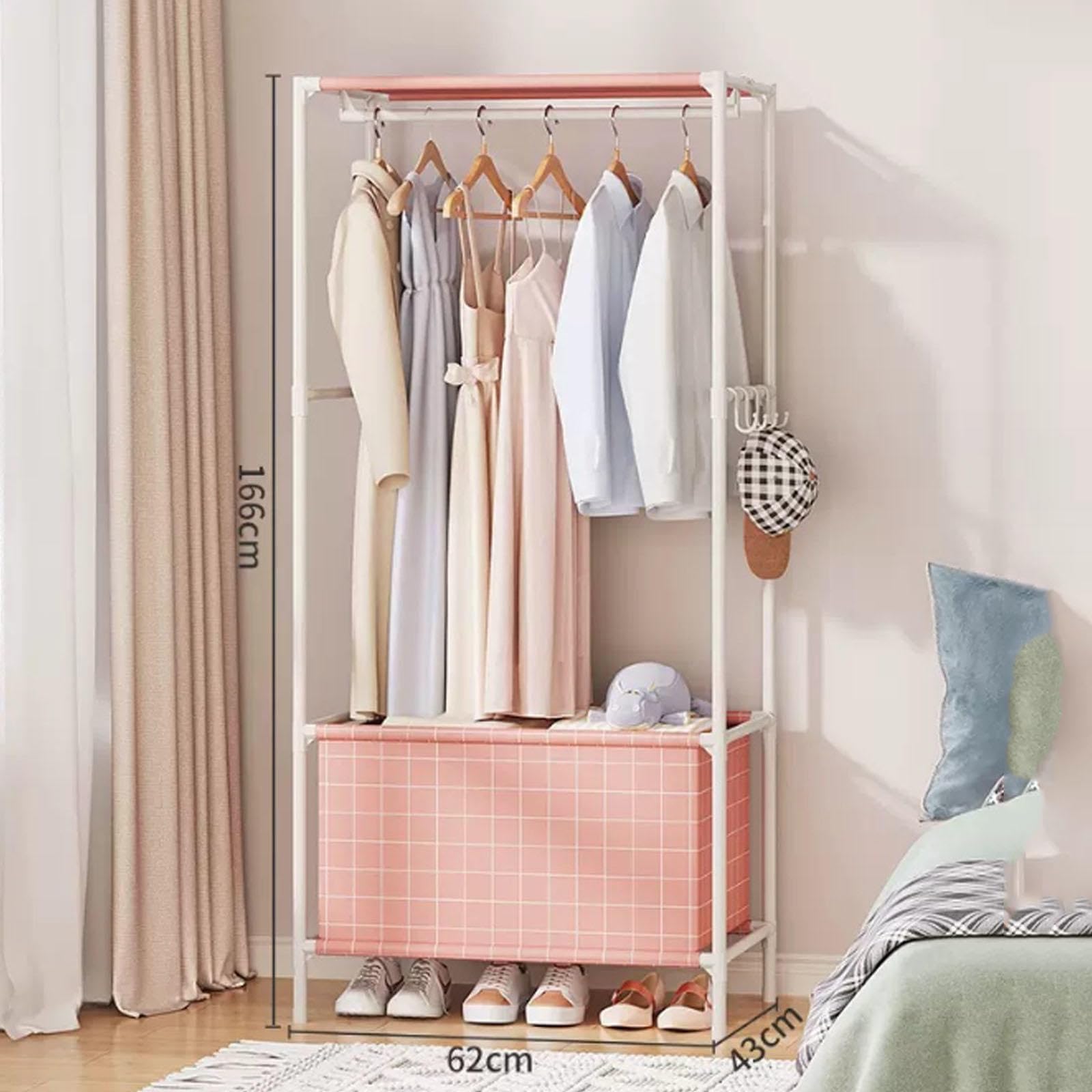 Leinen-Garderobenregale, tragbarer Schrank für Schlafzimmer, Kleidung, Taschen, Stoff, faltbarer Kleiderschrank mit Outdoorvorhang