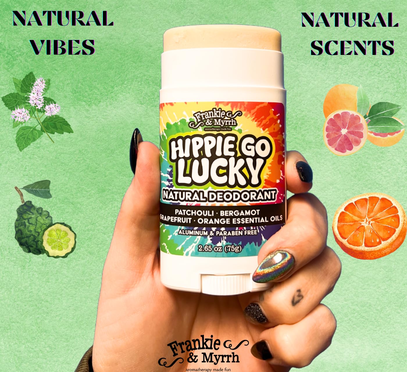 Frankie & Myrrh Hippie Go Lucky 2 pack Natural Deodorant Aluminum-Free | Patchouli, Bergamot, Grapefruit, Orange 265 oz eachch image 5