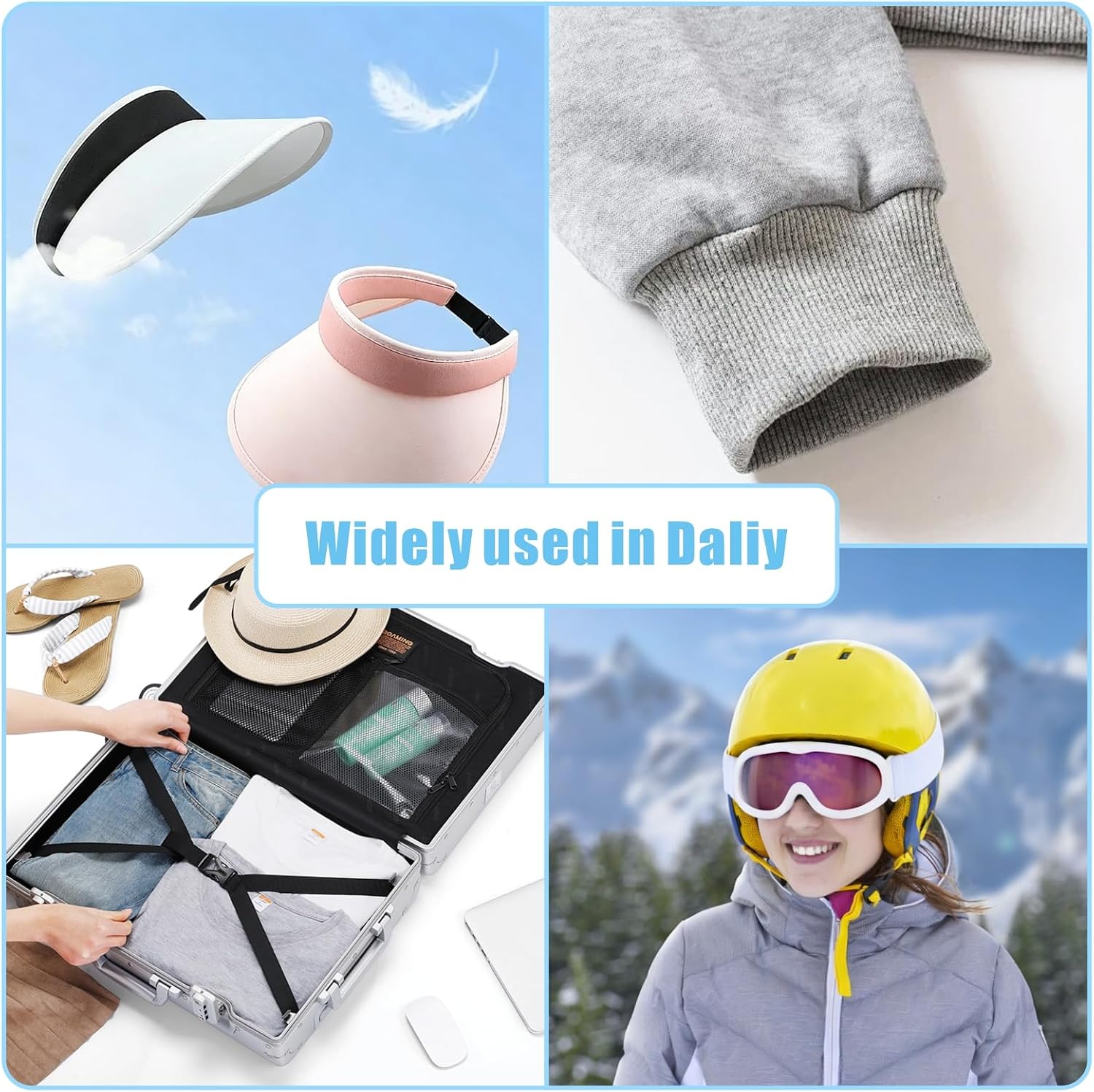 6 Rolls Elastic for Sewing, High Elasticity Knit Elastic Bands 0.79/1/2 Inch Width, 5.5 Yards/Roll, with 6 Pcs Sewing Clips, for Waistband Pants Swimwear Sweatpants Hoodies Crafts DIY