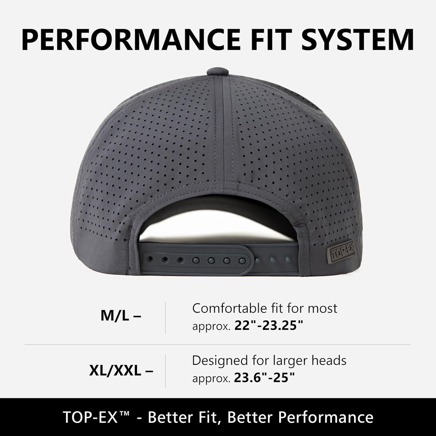 TOP-EX Performance Baseball Hat for Men Water Resistant Golf Cap Running Cooling Snapback Laser Perforated