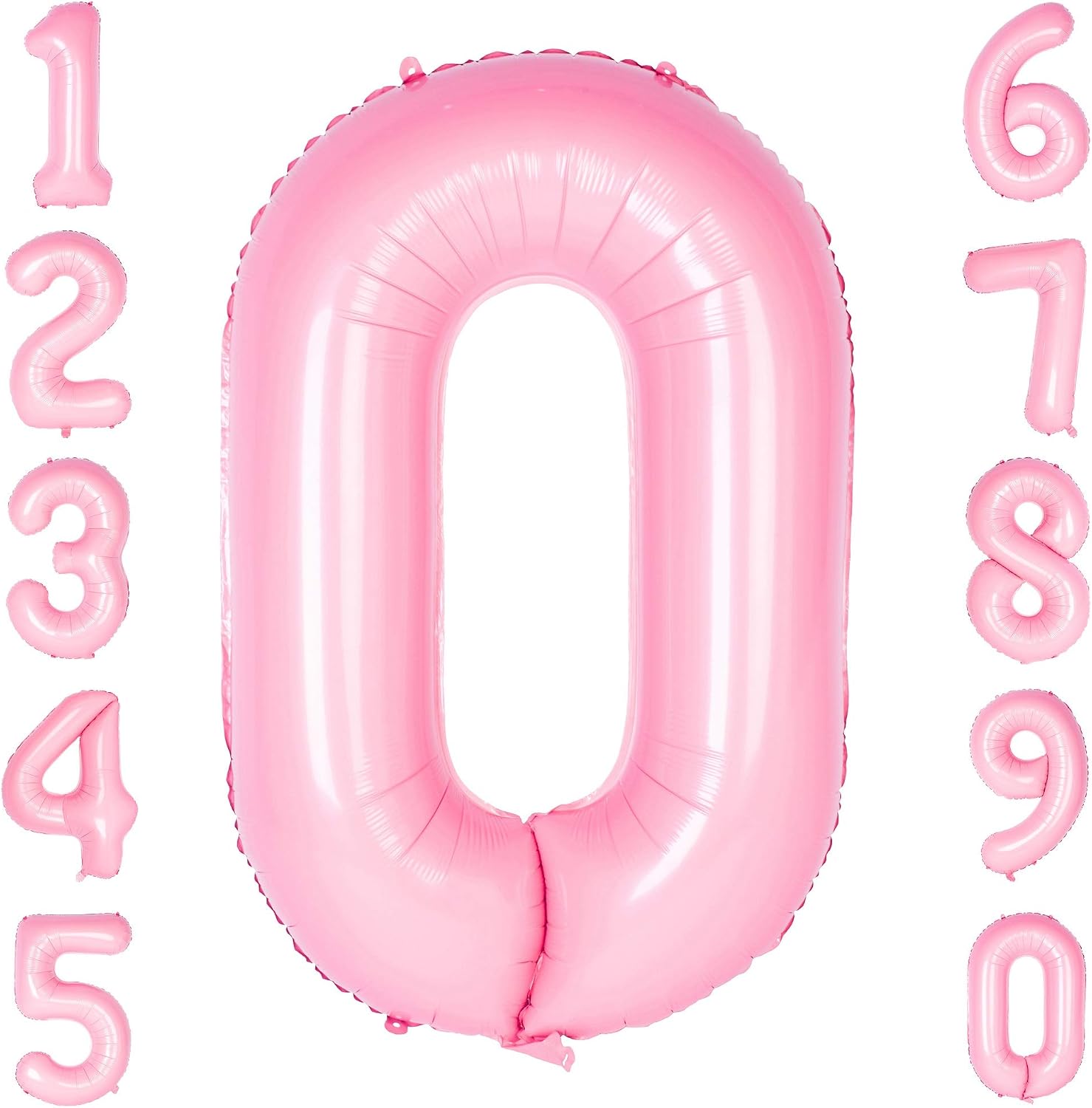 Pink 0 Balloons 40 Inch Tiffany Pink Large Numbers 0 to 9 Birthday Party Decorations Helium Foil Mylar Big Number Balloon Digital 0 - Image 3