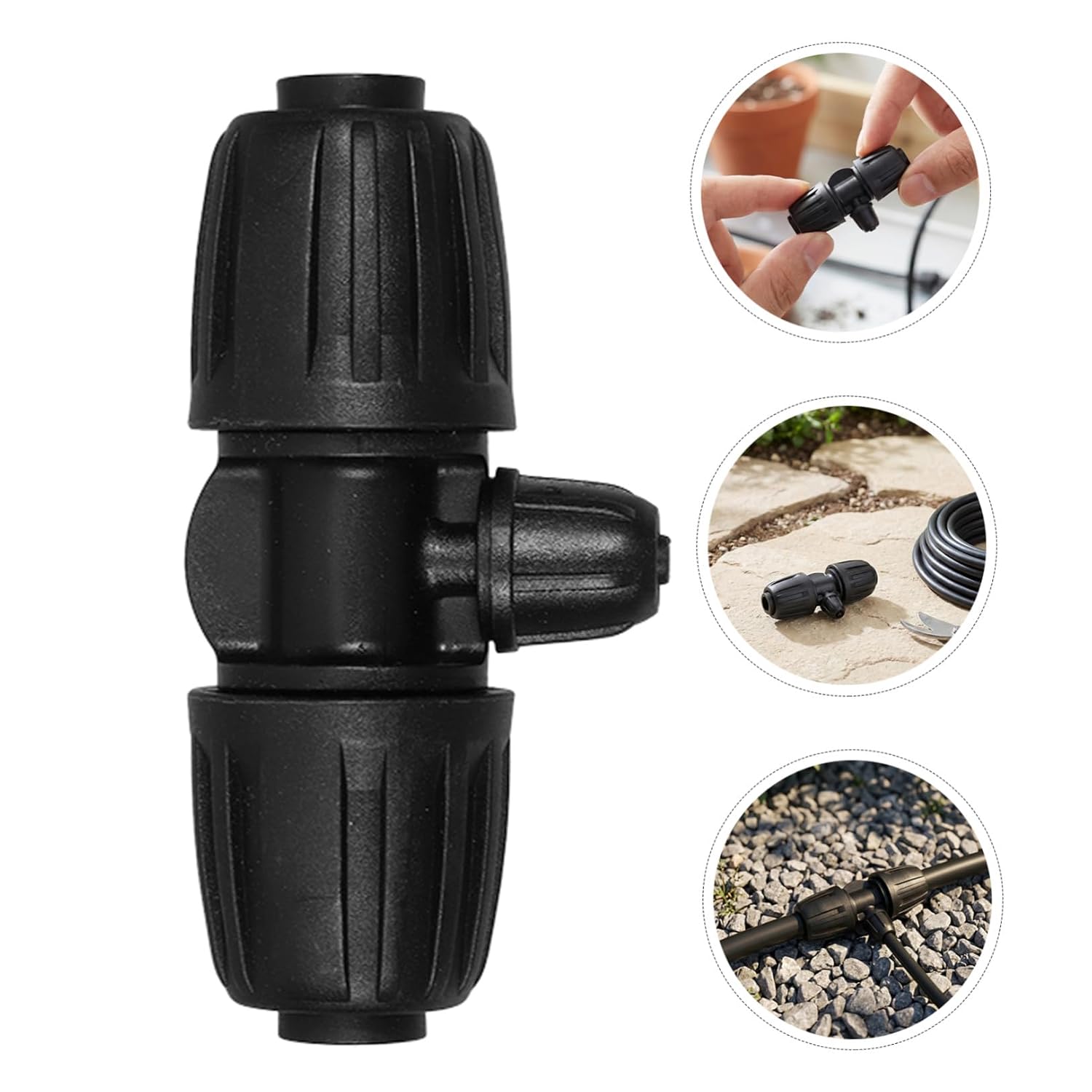 Holibanna 30pcs 3-Way Barbed Tee Fittings Quick Connect Reducer Fittings for Garden Lawn Irrigation System, Leak-Proof Design with Anti-Drop Lock Nuts, Pp Material for Plant Irrigation Tubes