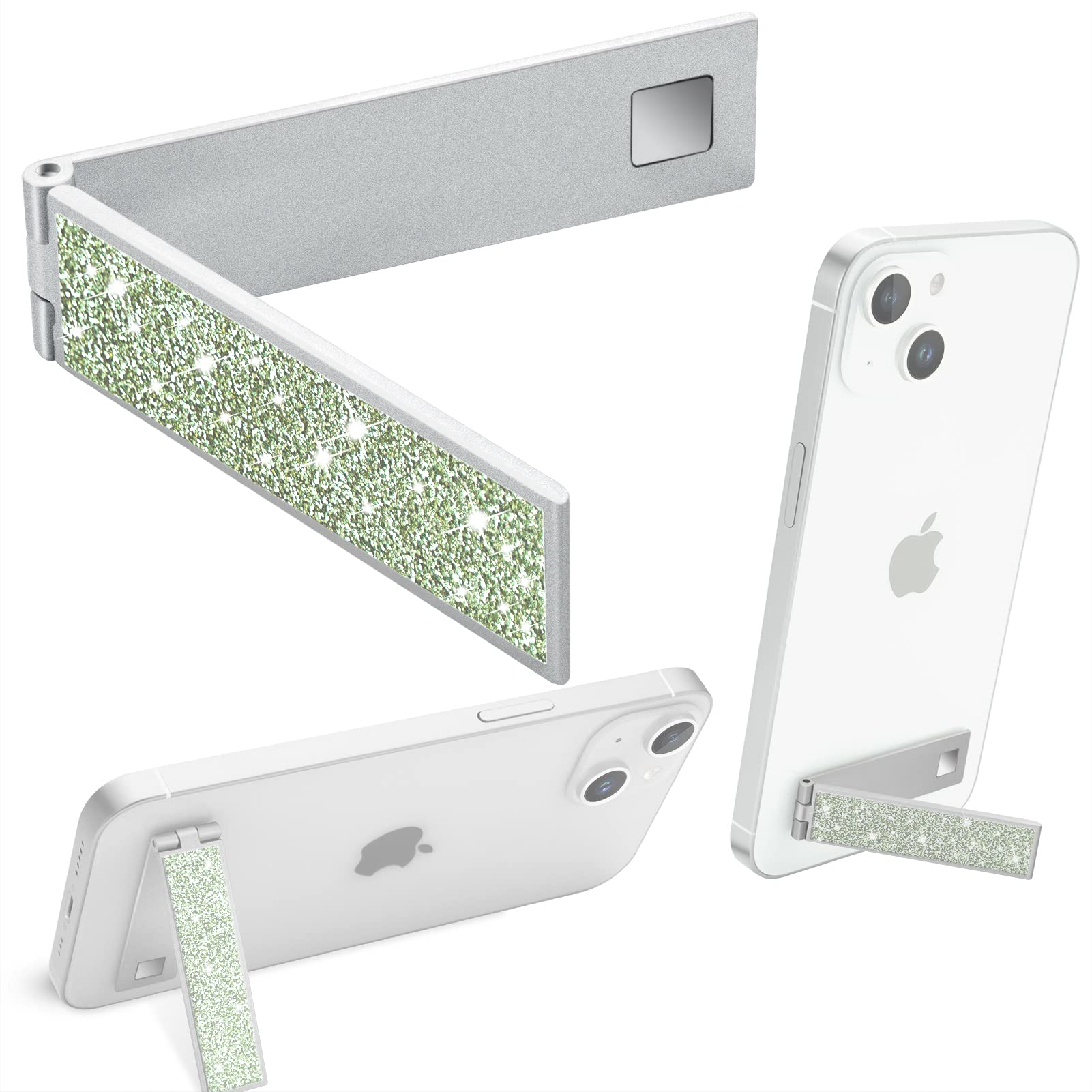 OBHEI Mini Phone Kickstand, Folding Invisible Portable Metal Cell Phone Stand Holder for Desk, Compatible with iPhone, Samsung and All Cellphones,