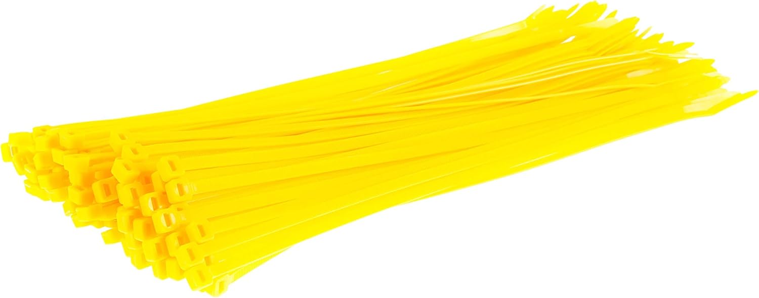 GTSE 100 Pack of Yellow Cable Ties, 300mm x 3.6mm, 12″ Premium Tie