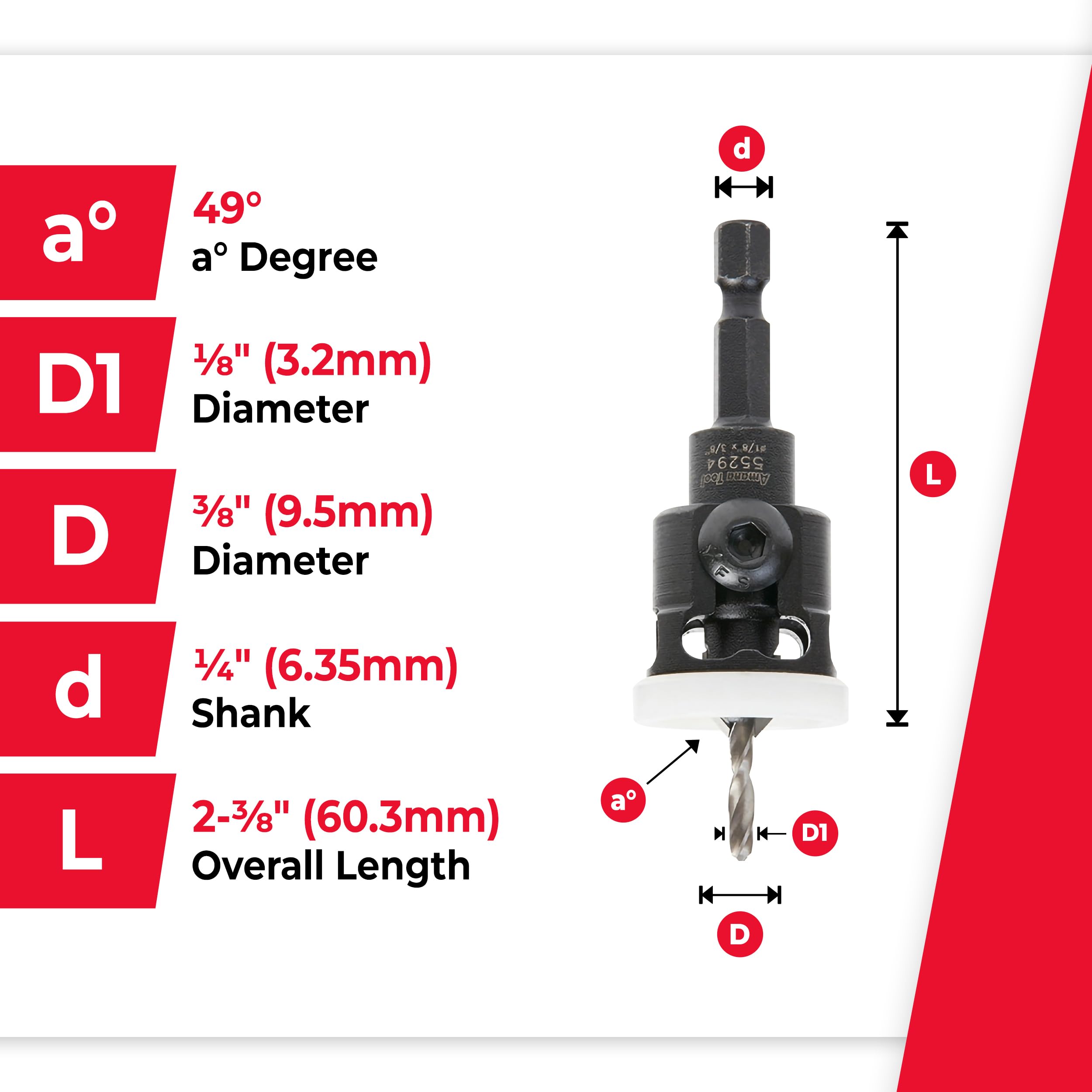 Amana Countersink Drill Bit - 82 Degree, Low Friction -4
