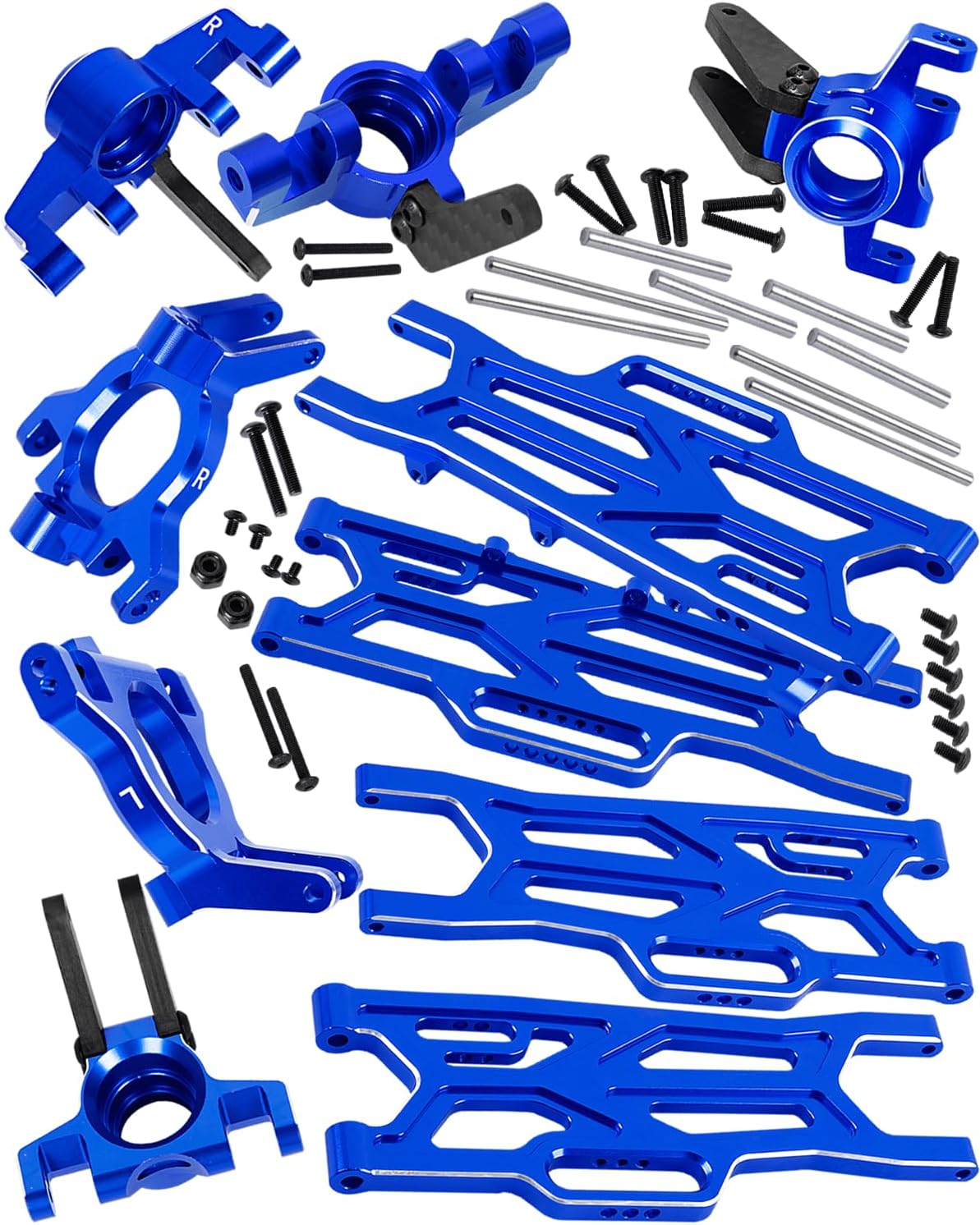 RC Upgrades Part for 1/10 Kraton 4x4 4S V2 BLX,Outcast 4X4 4S V2 BLX,Alloy Aluminium Front Rear Suspension Arms,Front Steering Blocks,Caster Blocks,Rear Stub Axle Carriers,Navy Blue
