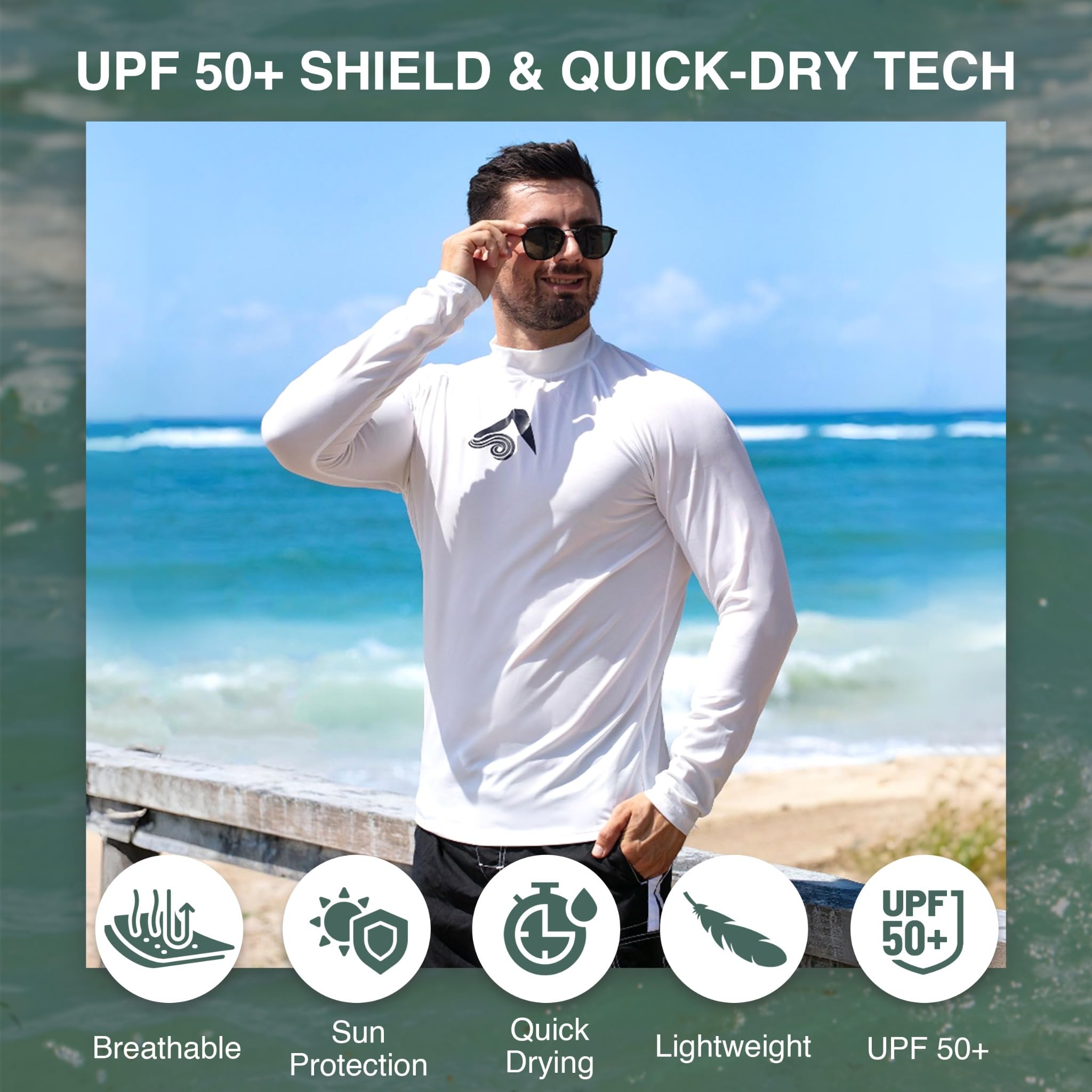Kanu Surf Men's Long-Sleeve Platinum UPF 50+ Rashguard