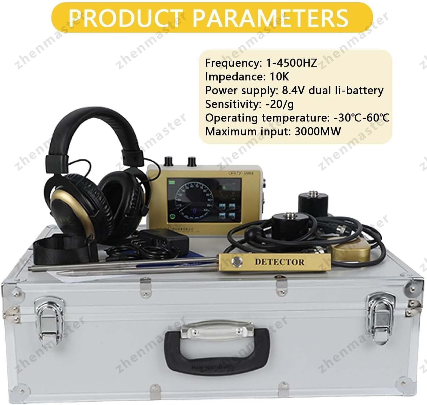 Detector Profesional de Fugas de Agua Subterráneas F-999A - Escáner Profundo 4M, Frecuencia Ajustable 1Hz-4500Hz y Auriculares Cancelación Ruido para Fontaneros y Equipos Municipales