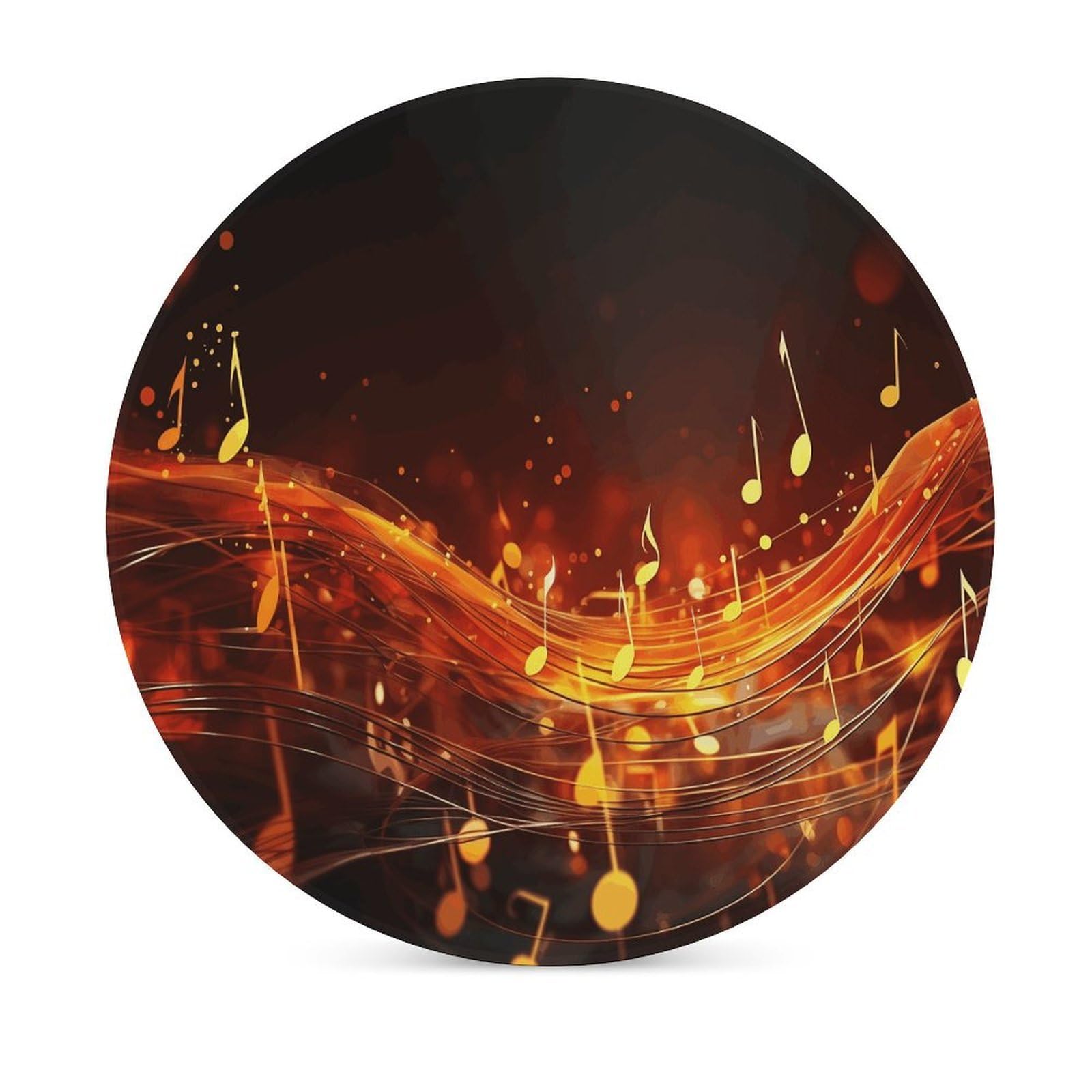 Red Flame Music Note podstawki pod napoje z uchwytem na stolik kawowy, ceramiczna podstawka z podstawą korkową, ceramiczna podstawka do mrożonych zimnych lub gorących napojów, 10 cm