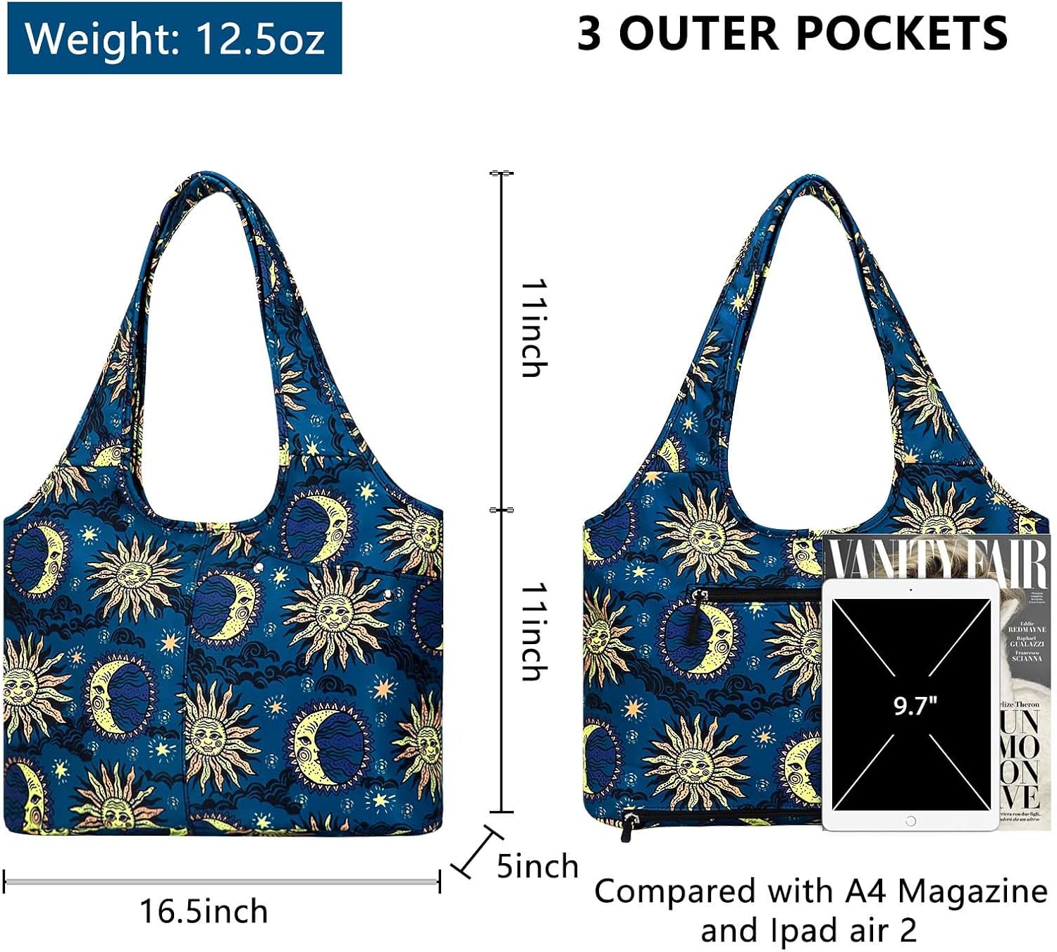 Tote Bag for Women with Wet Umbrella Compartment 13.3” Laptop Sleeve Zipper Shoulder Purse for Work/Shopping/Nursing - Image 3