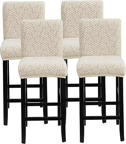 Miniatura 10 de FORCHEER - Juego de 2 fundas para taburete de bar con respaldos, aspecto de cuero, para taburetes de bar de respaldo corto, extraíbles y lavables (2