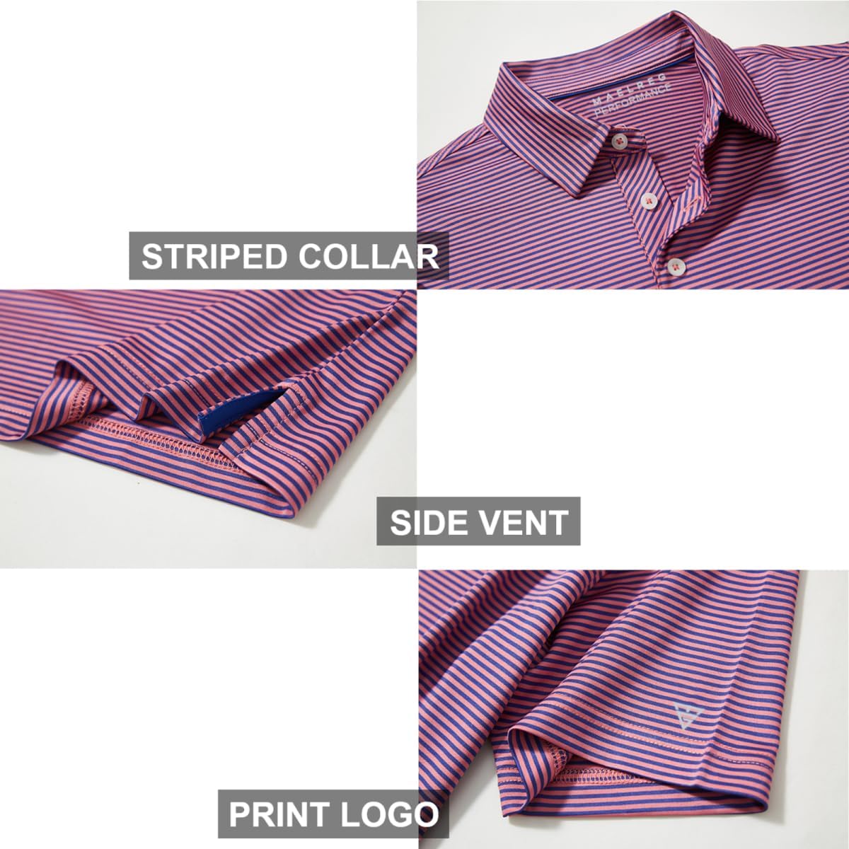 Golf Shirts for Men Dry Fit Short Sleeve Print Performance Moisture Wicking Polo Shirt