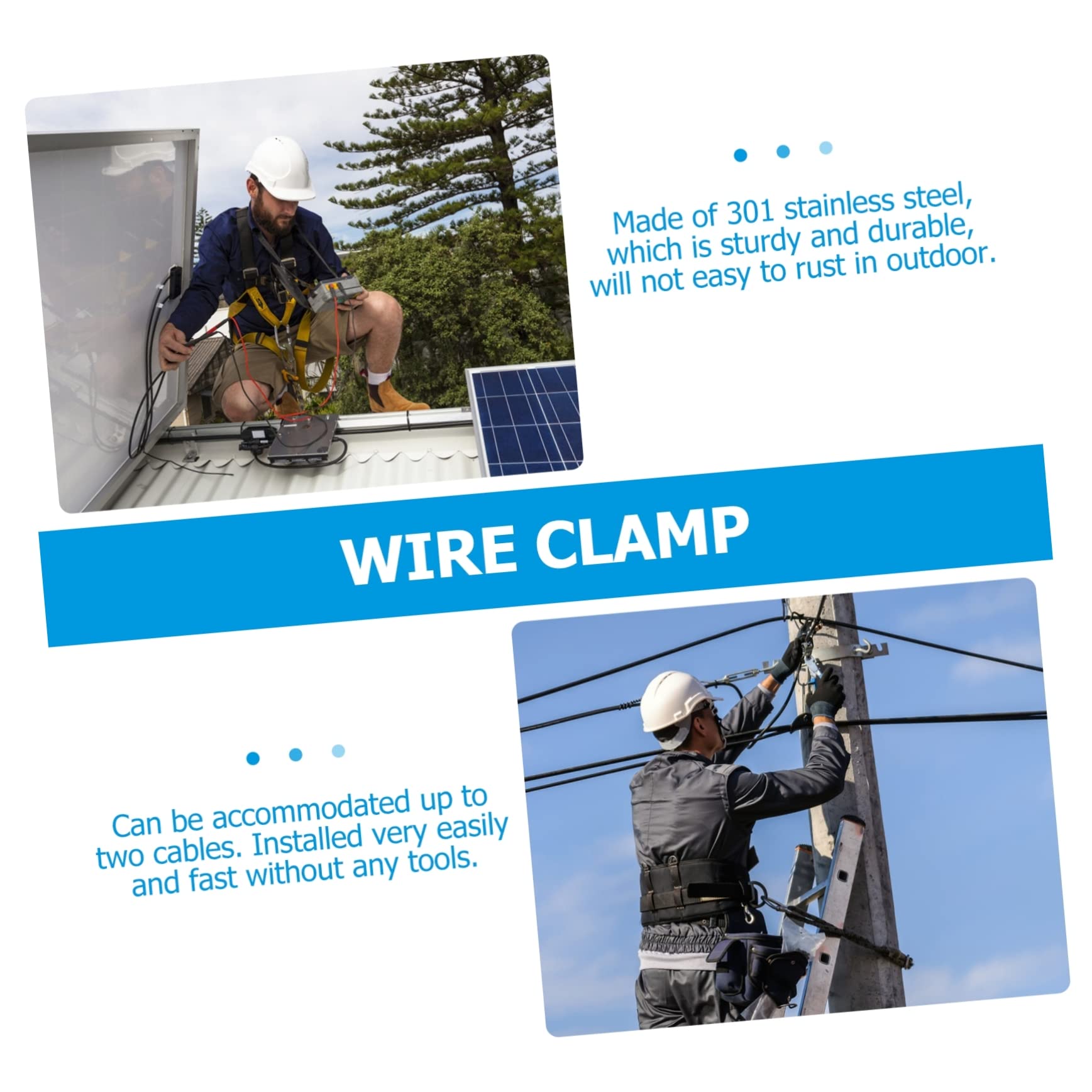 Amosfun 12 Juegos Unidades Clips De Cable De Inoxidable Para Panel Solar Fijación Segura Y Fácil Instalación Para Dos Cables Bajo Marco Presillas Resistentes Sin Daños 50 Piezas X 12
