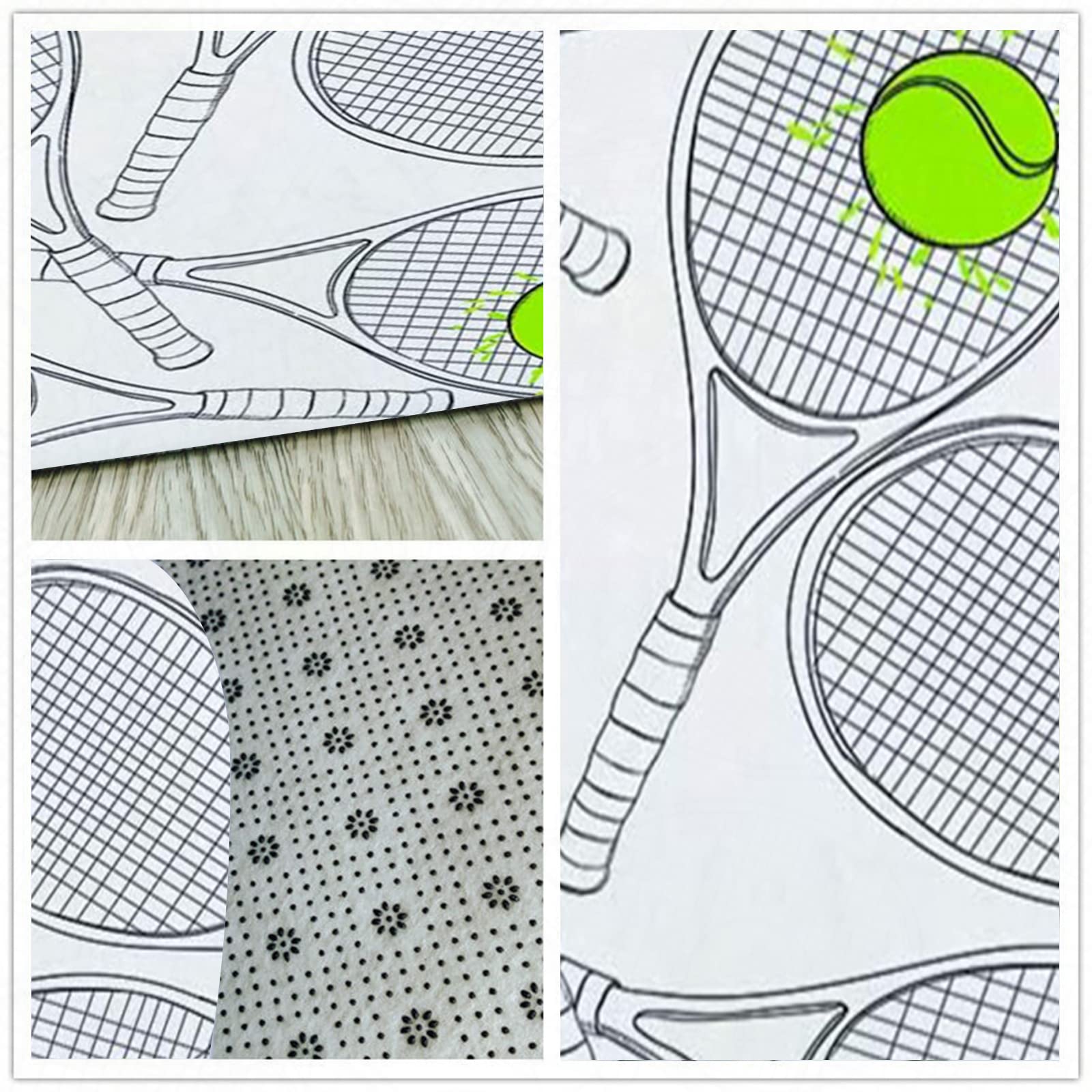 Lot De 3 Tapis De Salle De Bain Amusants Avec Raquettes De Tennis Et Balles De