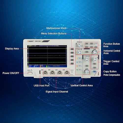 Miniatura 5 de SDS1104 4CH Osciloscopio de almacenamiento de escritorio digital 7 "Pantalla LCD Oscilómetro portátil de mano 100MHz 1GSs SCPI y LabVIEW compatible
