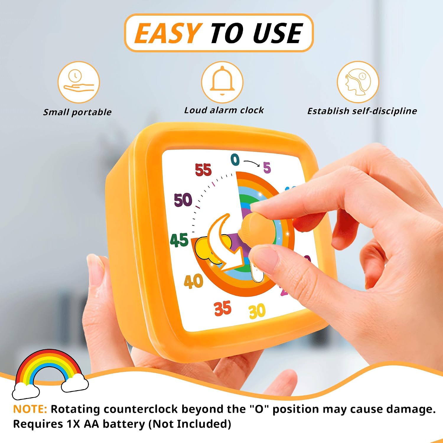 Visual Timer for Kids 60 Minute, Rainbow Countdown Clock with Silent Operation & Adjustable Alarm, Time Management Tool for Classroom, Kitchen, Toddler ADHD, Autism, Study, Pomodoro