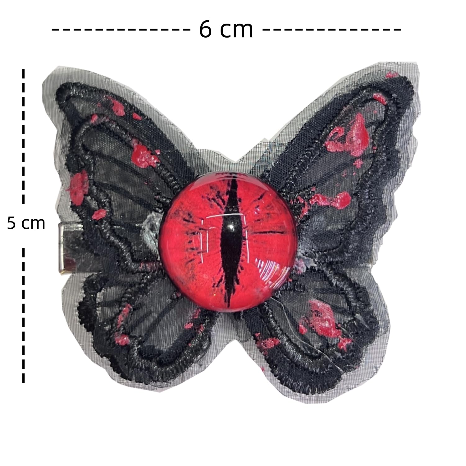 Butterfly Hair Clips, 2 PC Gothic Black Hair Barrette Pins with Devil Eyes, Scary Hair Accessories for Hallowe'en - Image 2