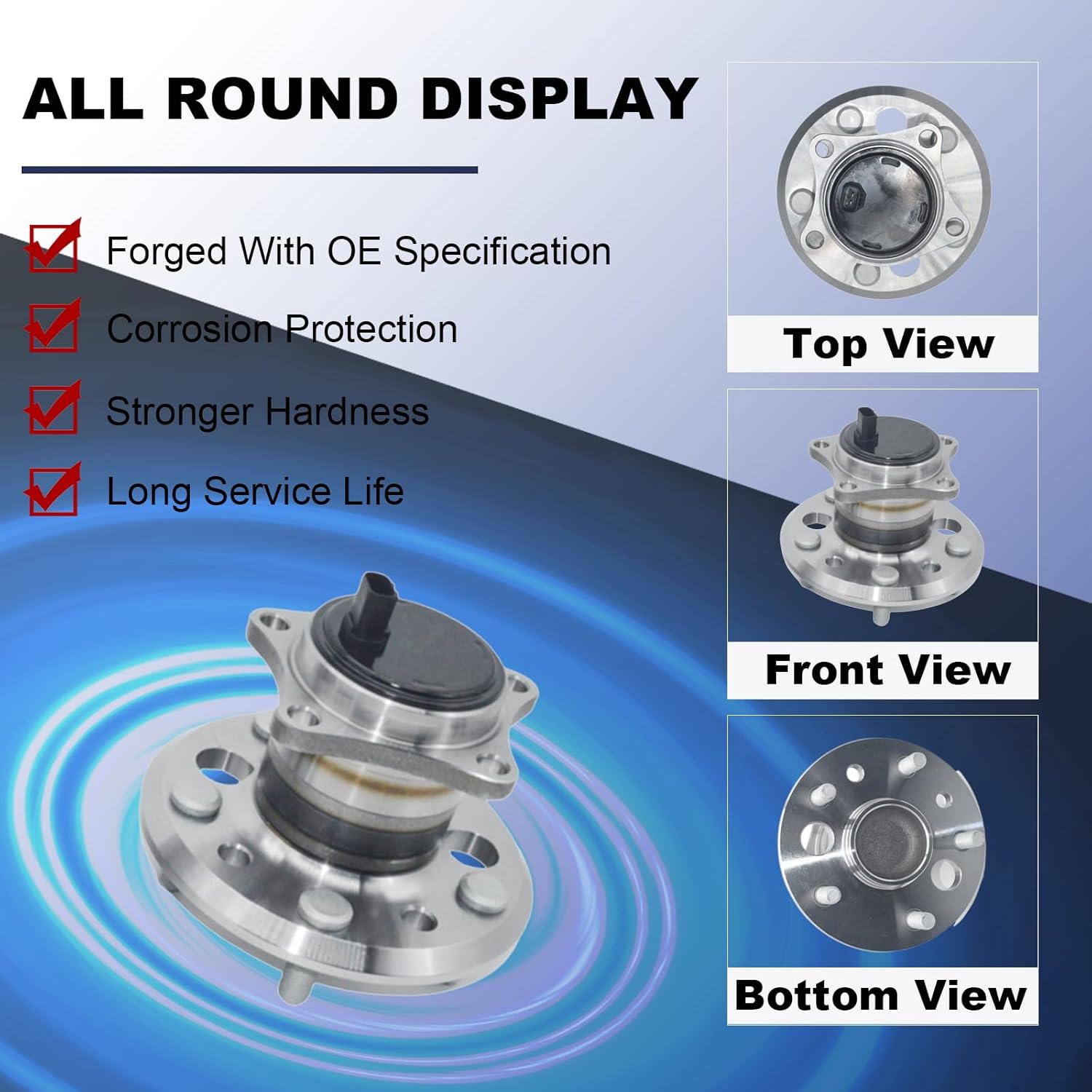 512207 Rear Right/Passenger Wheel Bearing and Hub Assembly Compatible with 02-03 Lexus ES300 /04-06 ES330 /07-12 ES350, for 05-12 Toyota Avalon /02-11 Camry /01-03 Highlander /04-08 Solara