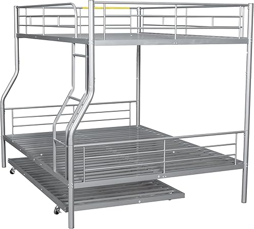 Miniatura 100 de Harper & Bright Designs Litera de metal completo sobre tamaño matrimonial para adultos, marco de cama de metal resistente con escalera y correas de