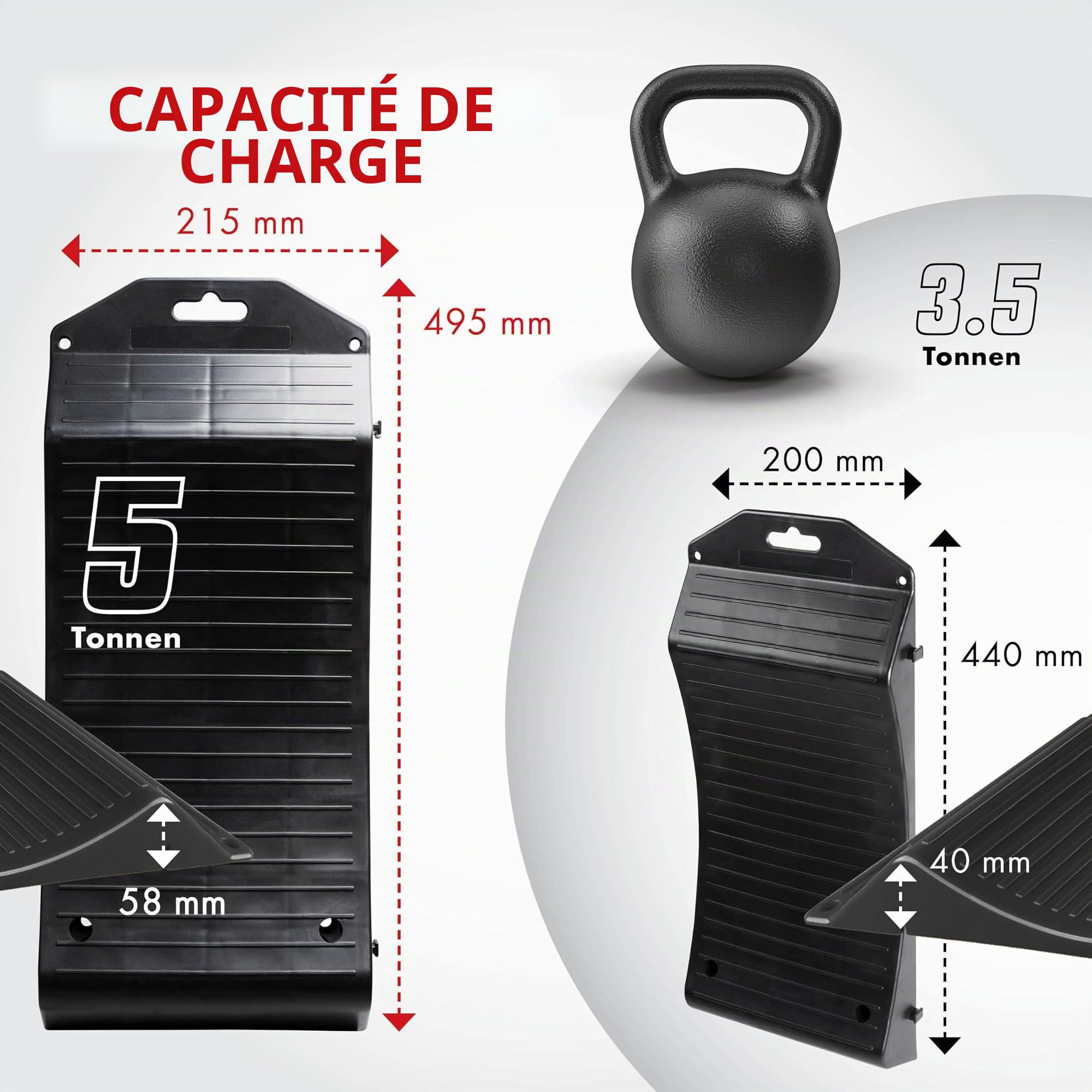 Walser Kit de 2 protecteurs de pneus, Berceau Pratique pour pneus avec capacité de Charge jusqu'à 5 tonnes, kit de 2 Patins de Roues pour Voiture Taille Universelle Contre Les crevaisons à l'arrêt