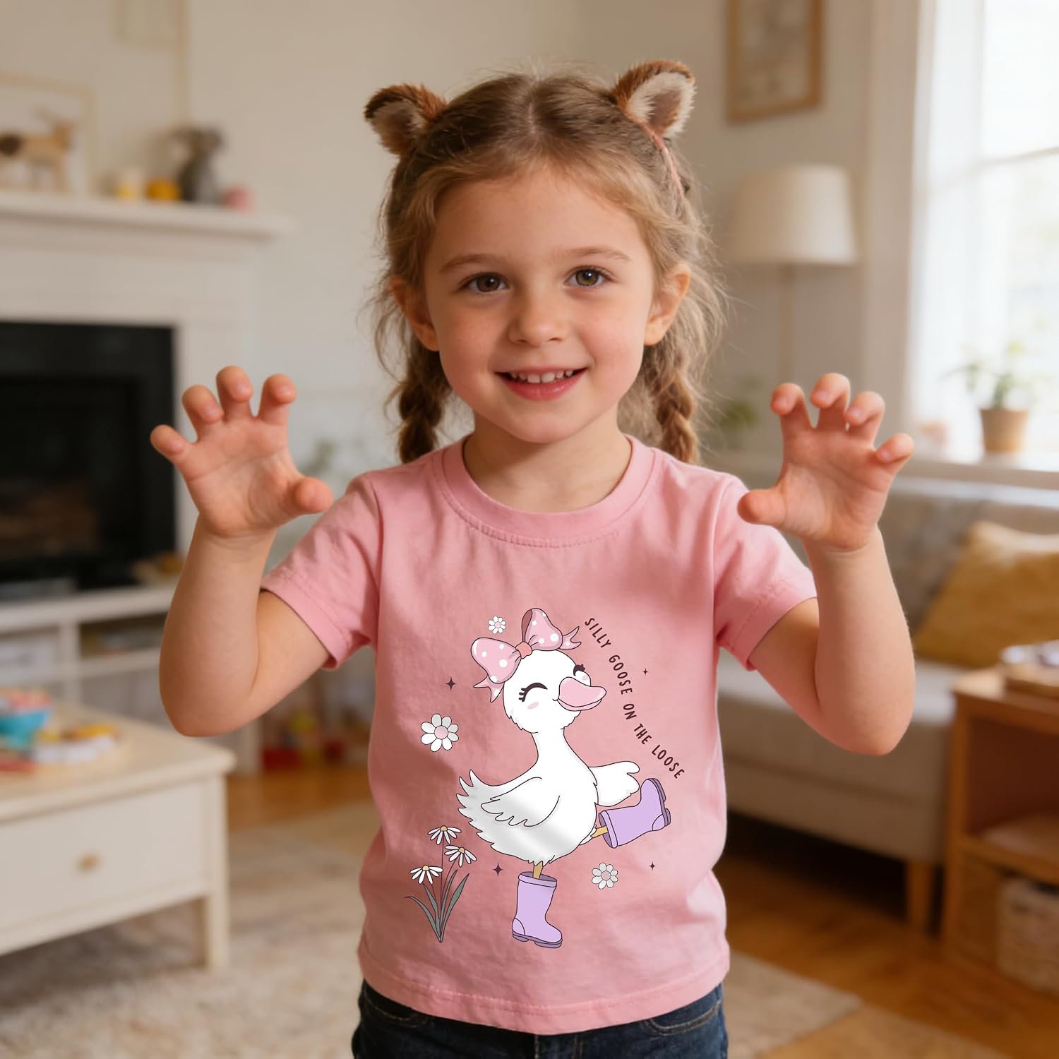 Kids Short Sleeve Shirts Toddler Crewneck T-Shirts Boys Girls Lemon Insects Silly Goose Cotton Gift Tops Tees 2-7 Years