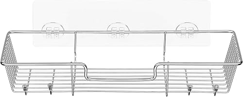 Miniatura 2 de iPEGTOP Estante adhesivo para ducha, estante de baño con ganchos para champú y acondicionador, cesta organizadora de cocina, sin taladrar montada en