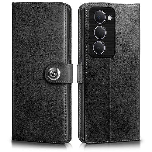 WOW IMAGINE Shock Proof Flip Cover Back Case for Mi Redmi 15 5G (Magnetic Button Flip Case | Wallet Pockets & Stand | Leather Finish | Haze Black)