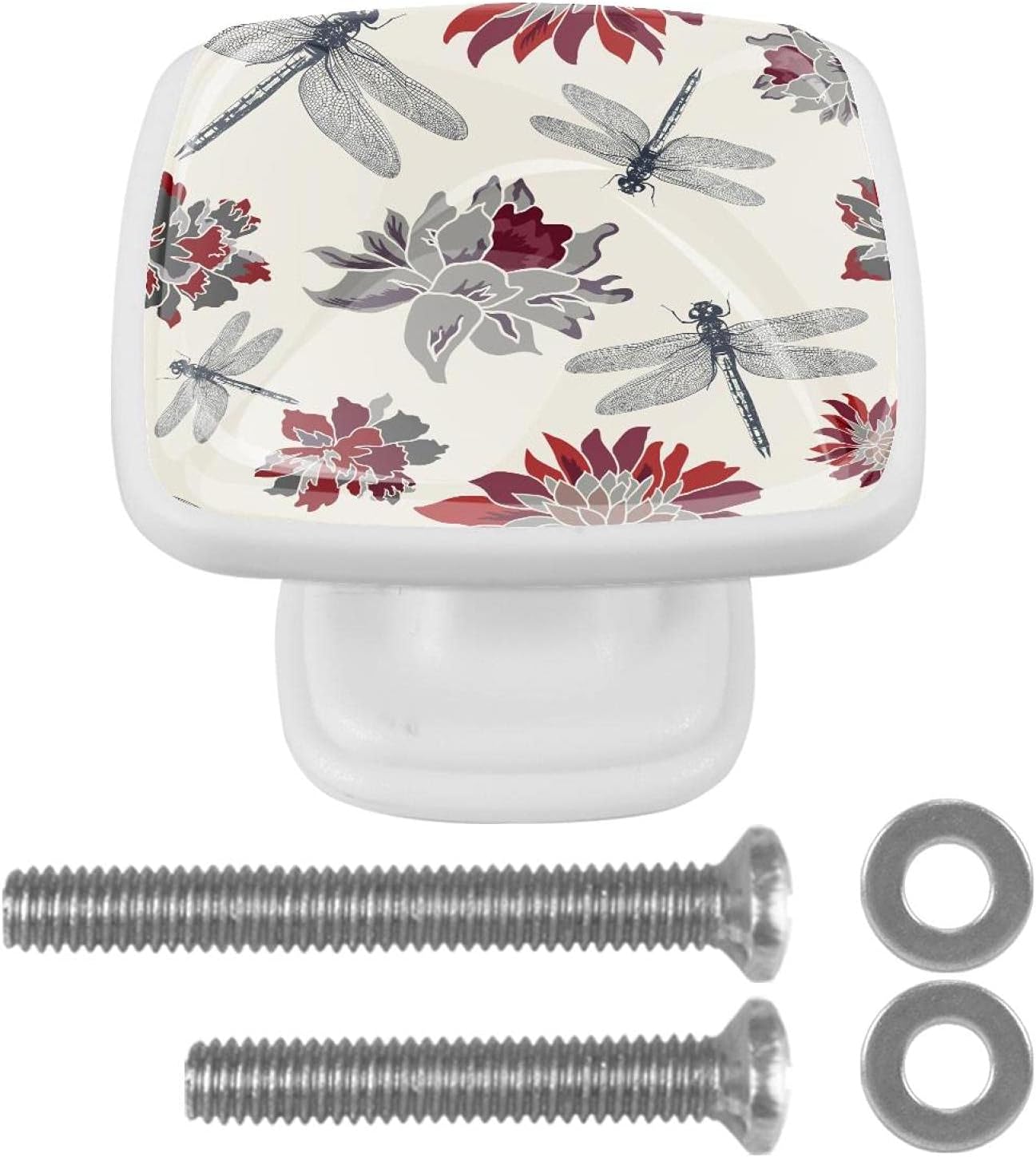 Drawer knob, flower dragonfly furniture handle, crystal knobs