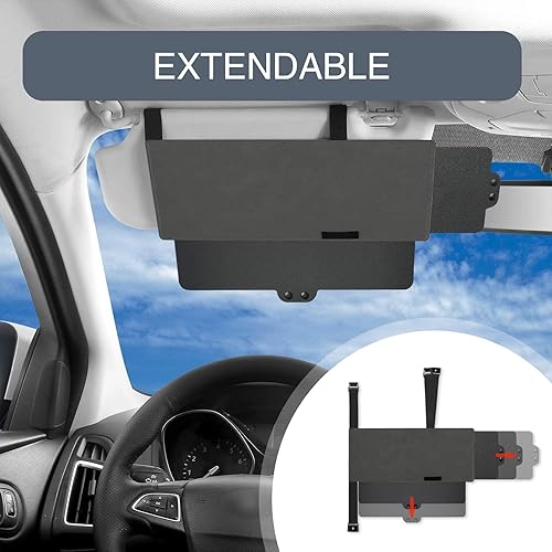 Miniatura 4 de 1 extensión de visera solar antirreflejos para automóvil, 12.2 x 5.9 pulgadas, visera solar retráctil multifuncional con clip, visera de protección