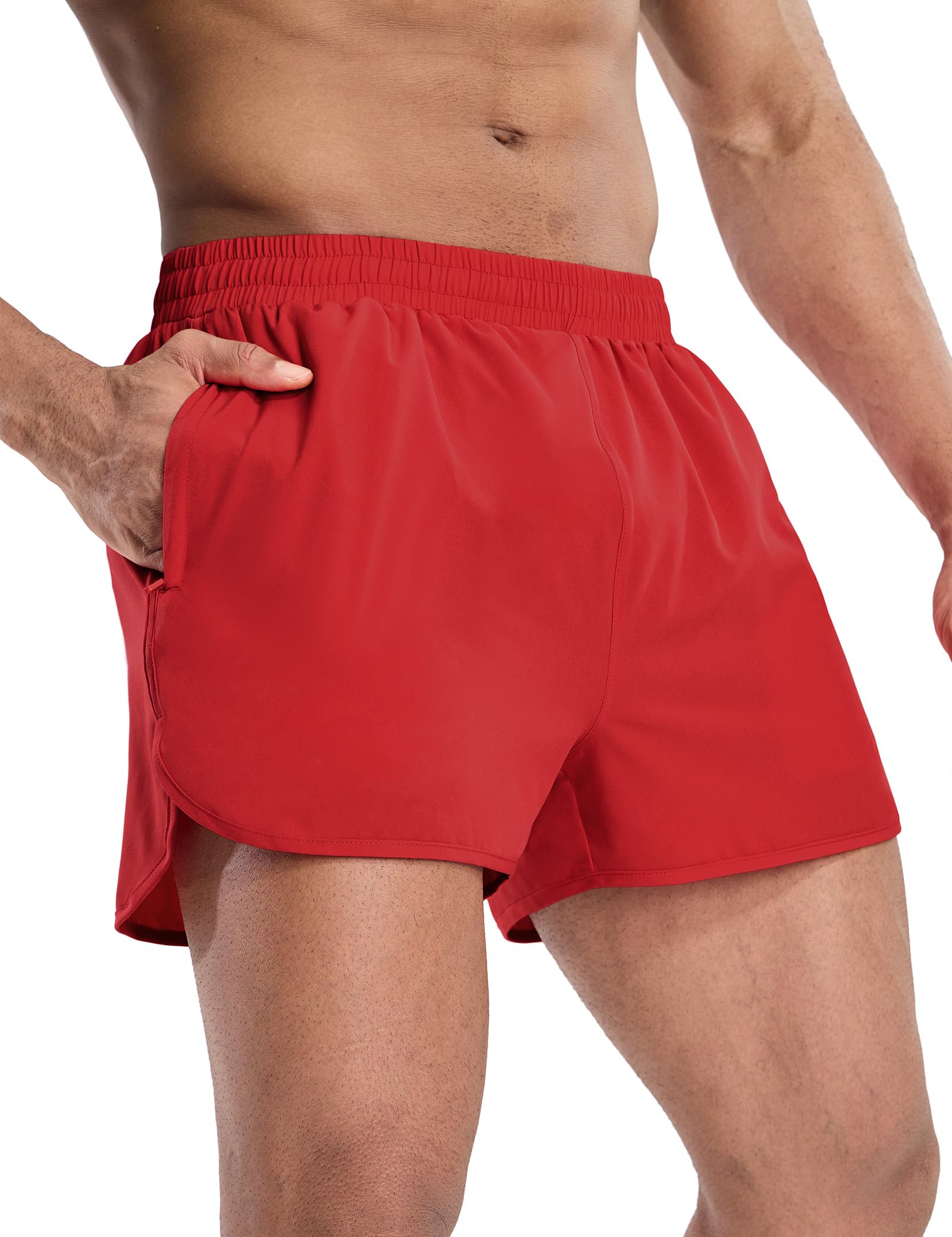 MIER Pantalones cortos deportivos para correr para hombre con forro interior de 7,6 cm, de secado rápido, con bolsillos con cremallera para gimnasio y entrenamiento