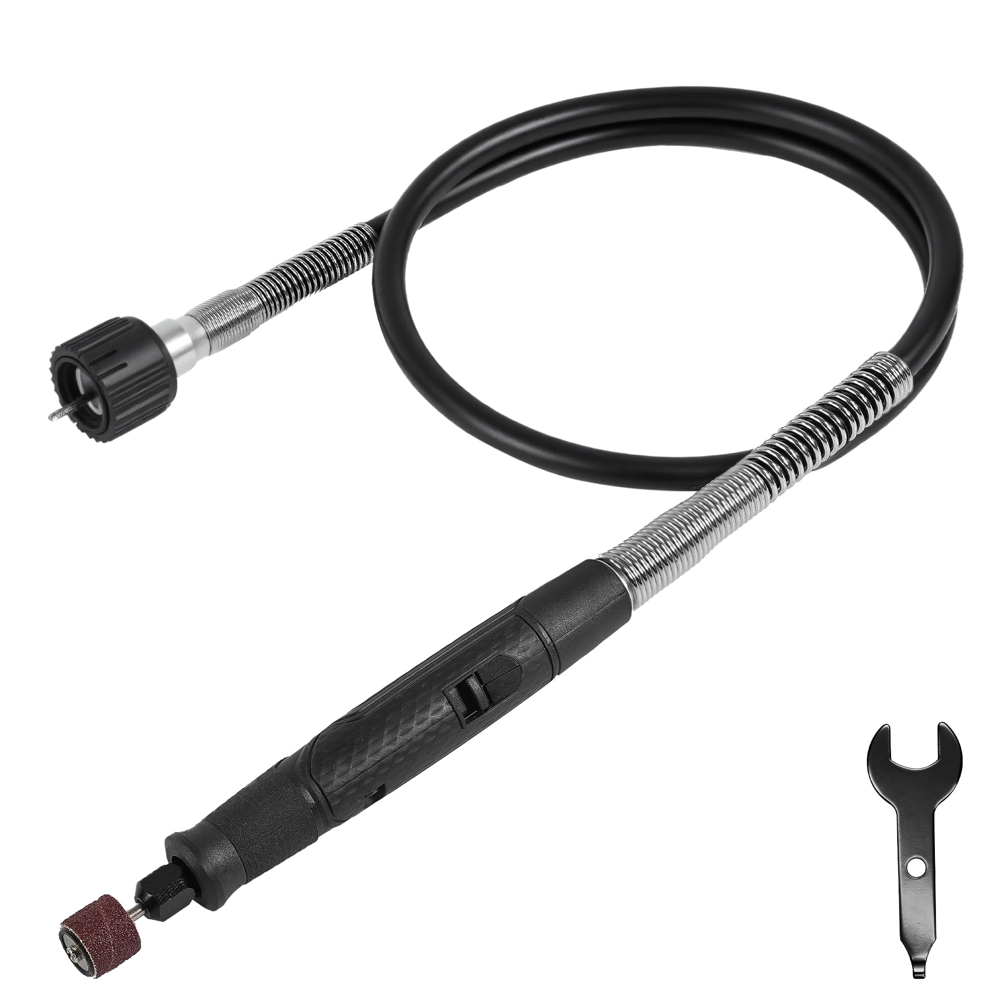 Narzędzie obrotowe z elastycznym trzonkiem z wygodnym uchwytem i kablem o długości 91,4 cm, polerką i mini szlifierką, idealne do szczegółowego grawerowania metalu, rzeźbienia w drewnie i polerowania