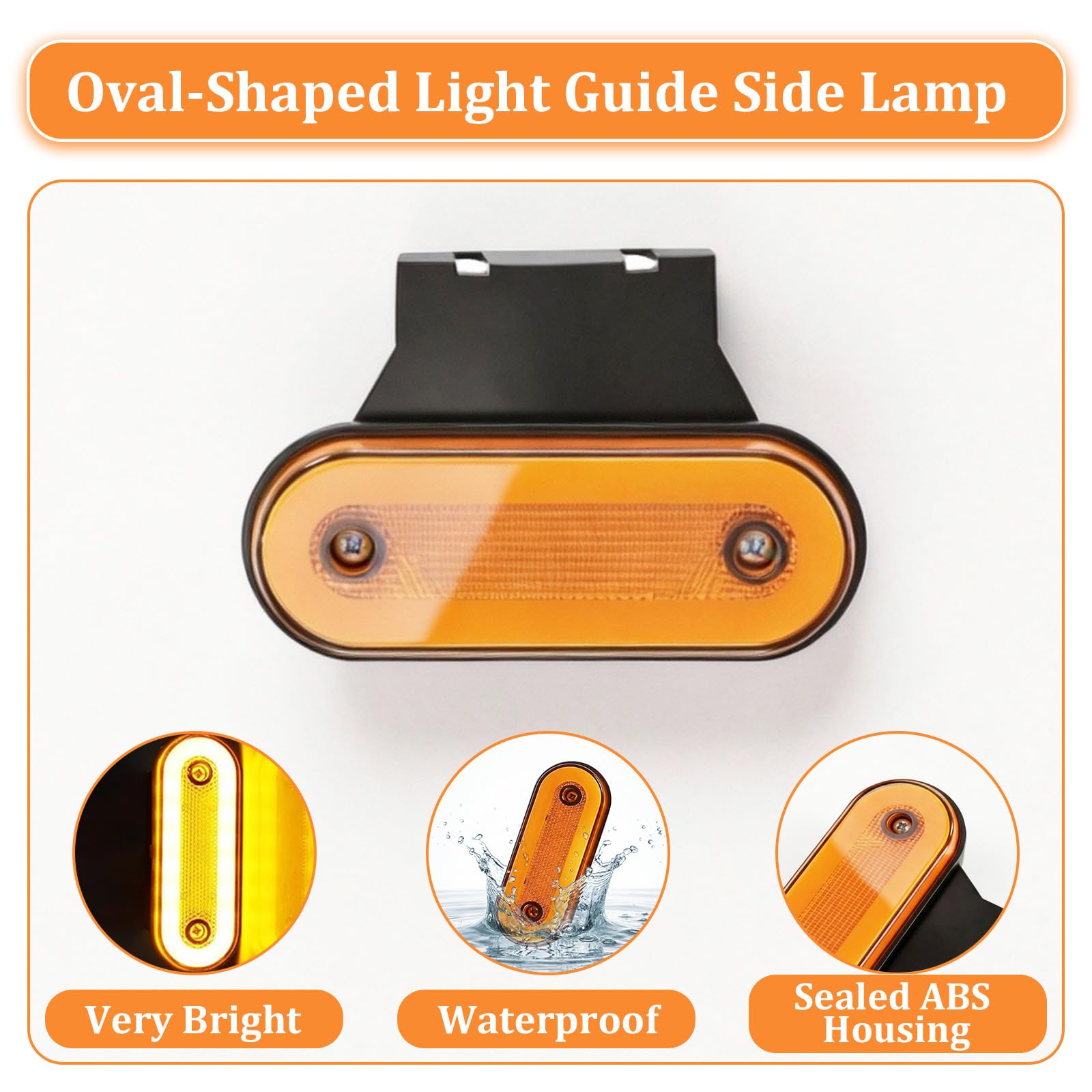12 PCS Luce Laterale LED Ambra, Luci Laterali per Rimorchio,Luci di Ingombro 12V/24V per Camion, Rimorchio, Camper, Autocarro,Van Camper,Caravan,Lampade di Posizione Anteriore e Posterior