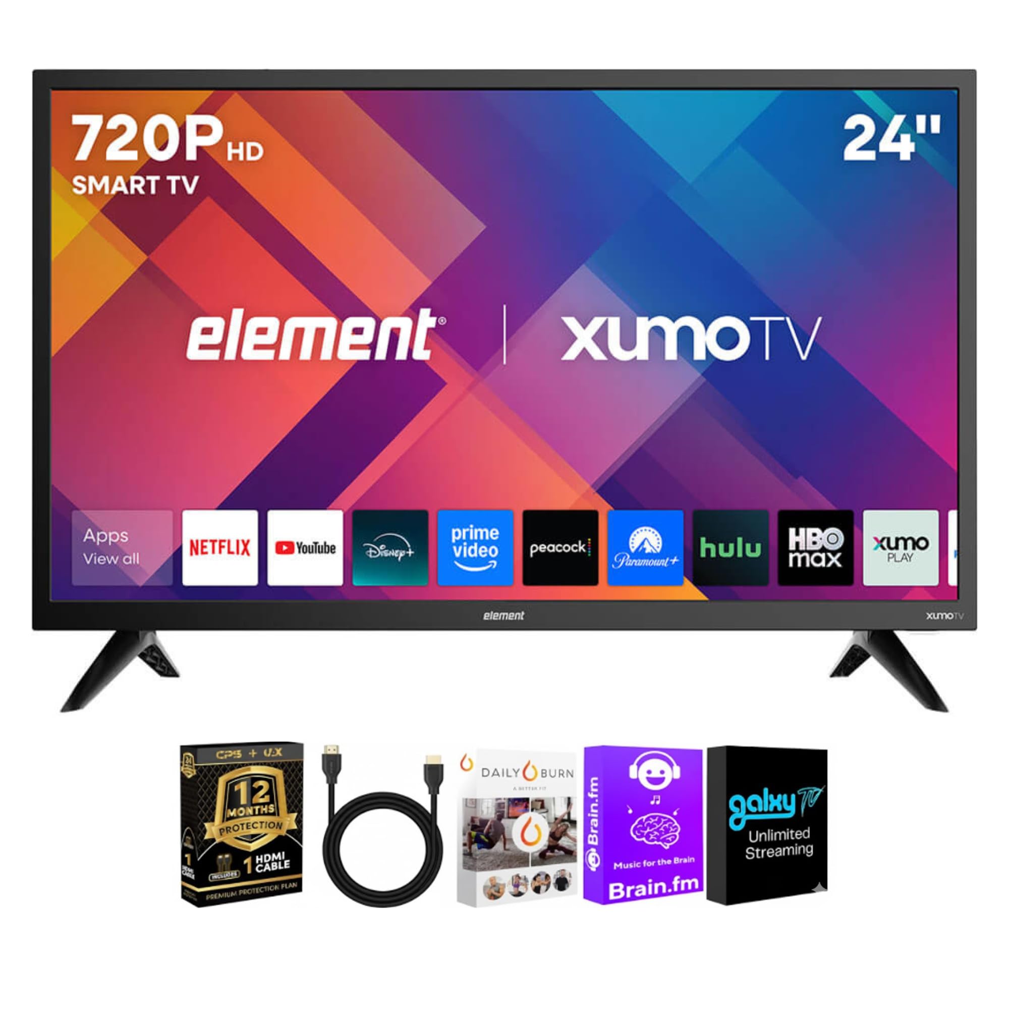 Element 24" Genesis HD Smart Xumo TV Bundle with HDMI Cable