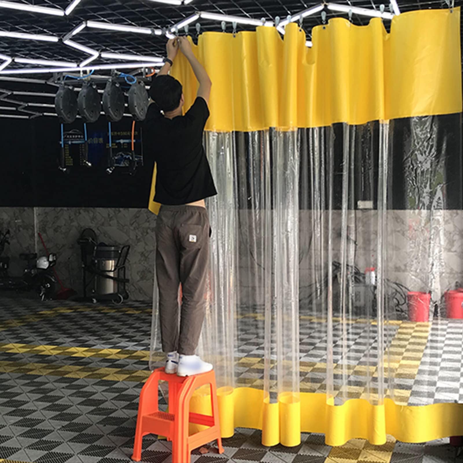 Telone trasparente impermeabile per officine e negozi di bellezza, copertura in plastica (3,2 x 2,6 m) protezione esterna durevole per le aziende automobilistiche