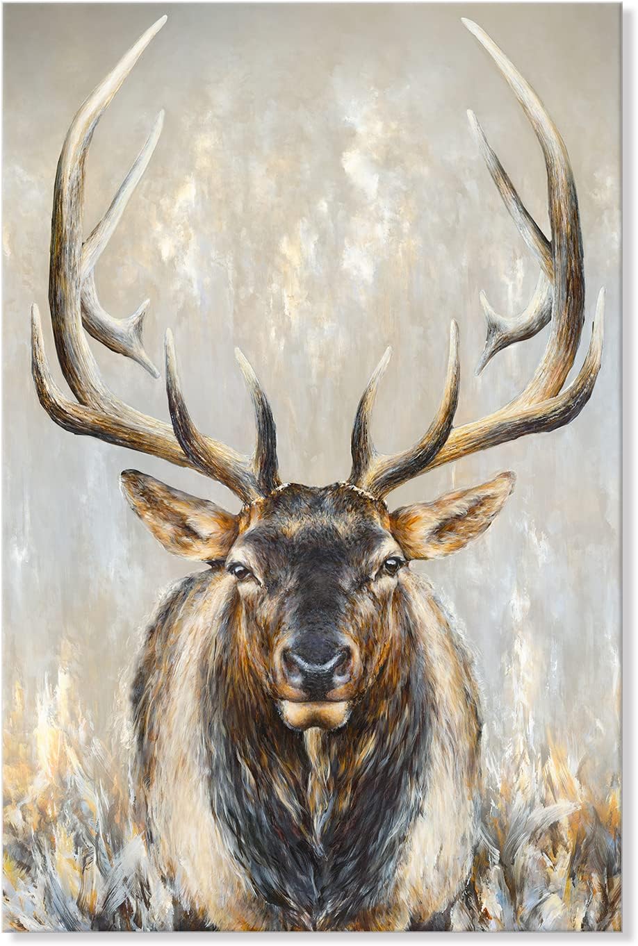 SEVEN WALL ARTS Moose Canvas Wall Art Abstract Wildlife Elk Deer Picture Large Vintage Animal Painting for Bedroom Living Room Farmhouse Decor 24"x36" - Image 2