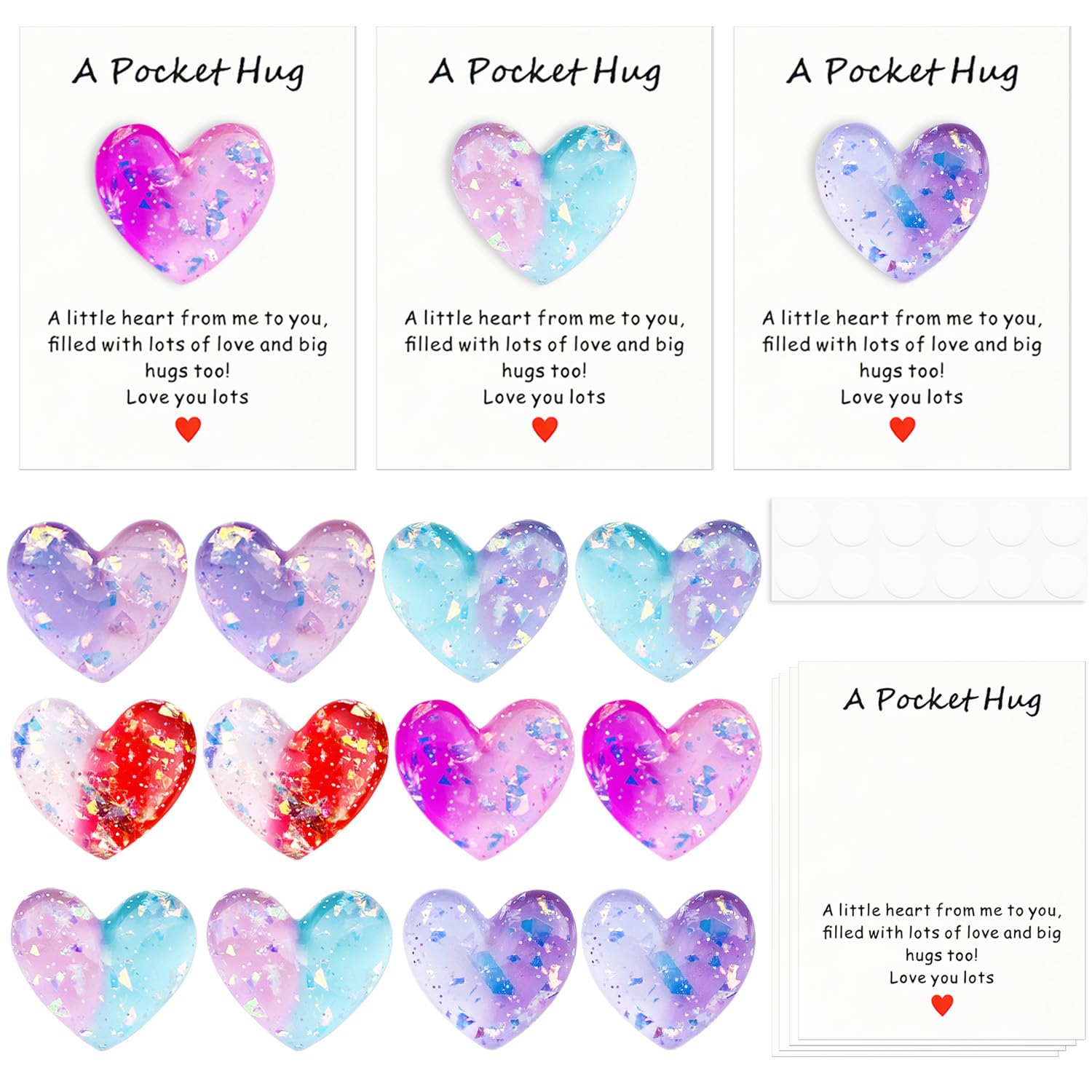Vecora Women's Heart 12Pcs 12Pcs Pocket Hug Heart, Thinking Of You Gifts,Heart Crafts Keepsake Gifts For ,Positive Good Luck Gifts For Birthday Wedding Christmas Mothers Day Valentines(Heart 12Pcs)