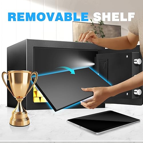 Miniatura 5 de TOTOY Caja de seguridad ignífuga pequeña de 1.5 pies cúbicos para documentos del hogar con alimentación externa tipo C, caja de seguridad de acero