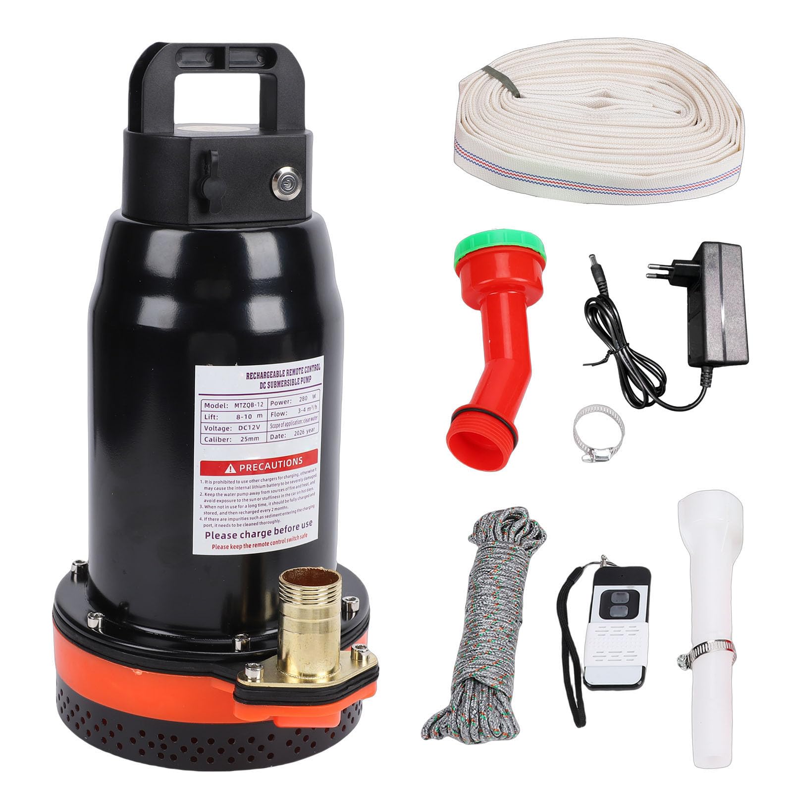 Bomba de Sumidero Sumergible, 280W 3-4m³/h Bomba de Agua Sumergible Recargable Inalámbrica, de Agua Multiusos para Piscina, Sótano, Drenaje de Jardín