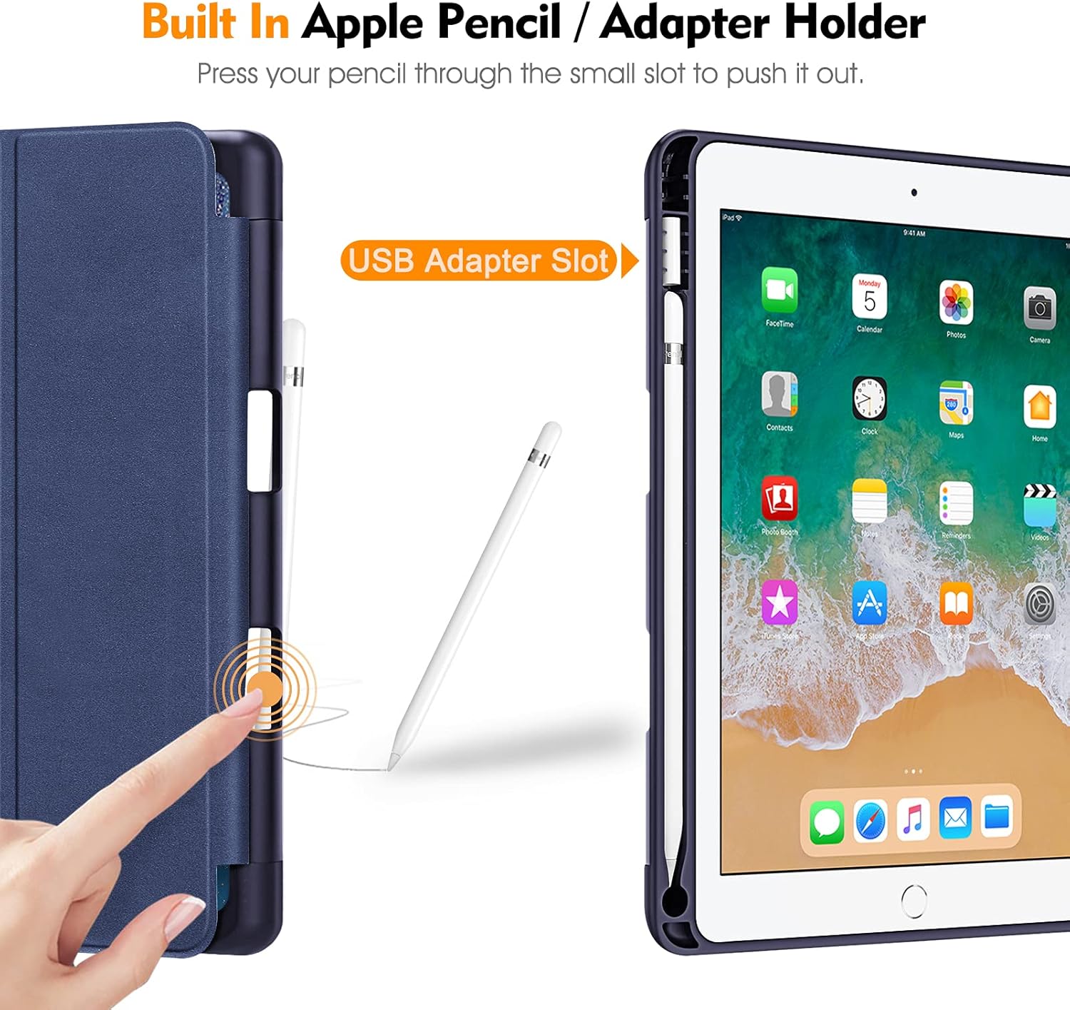 Case For Apple iPad 9.7'' 6th Gen 2018 with Pencil Holder